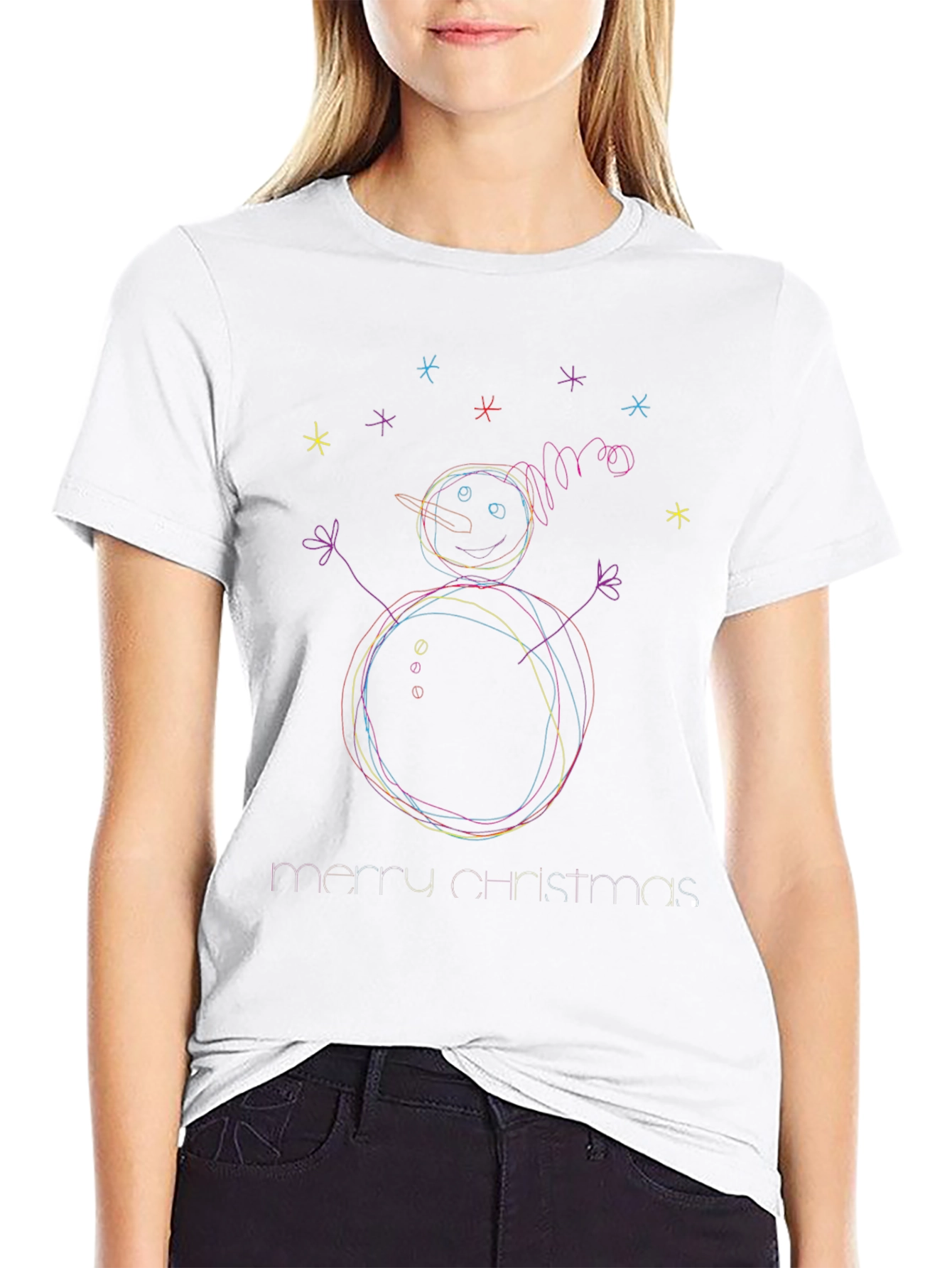 Festive Snowman Scribble Tee - Holiday Cheer!