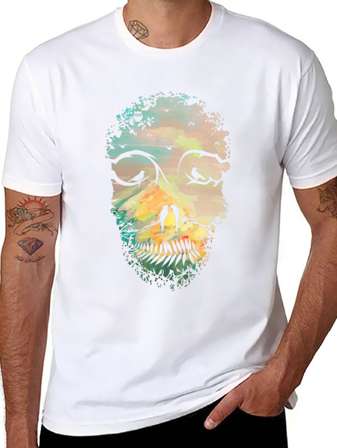 Nature Skull Graphic Tee - Black Cotton T-Shirt