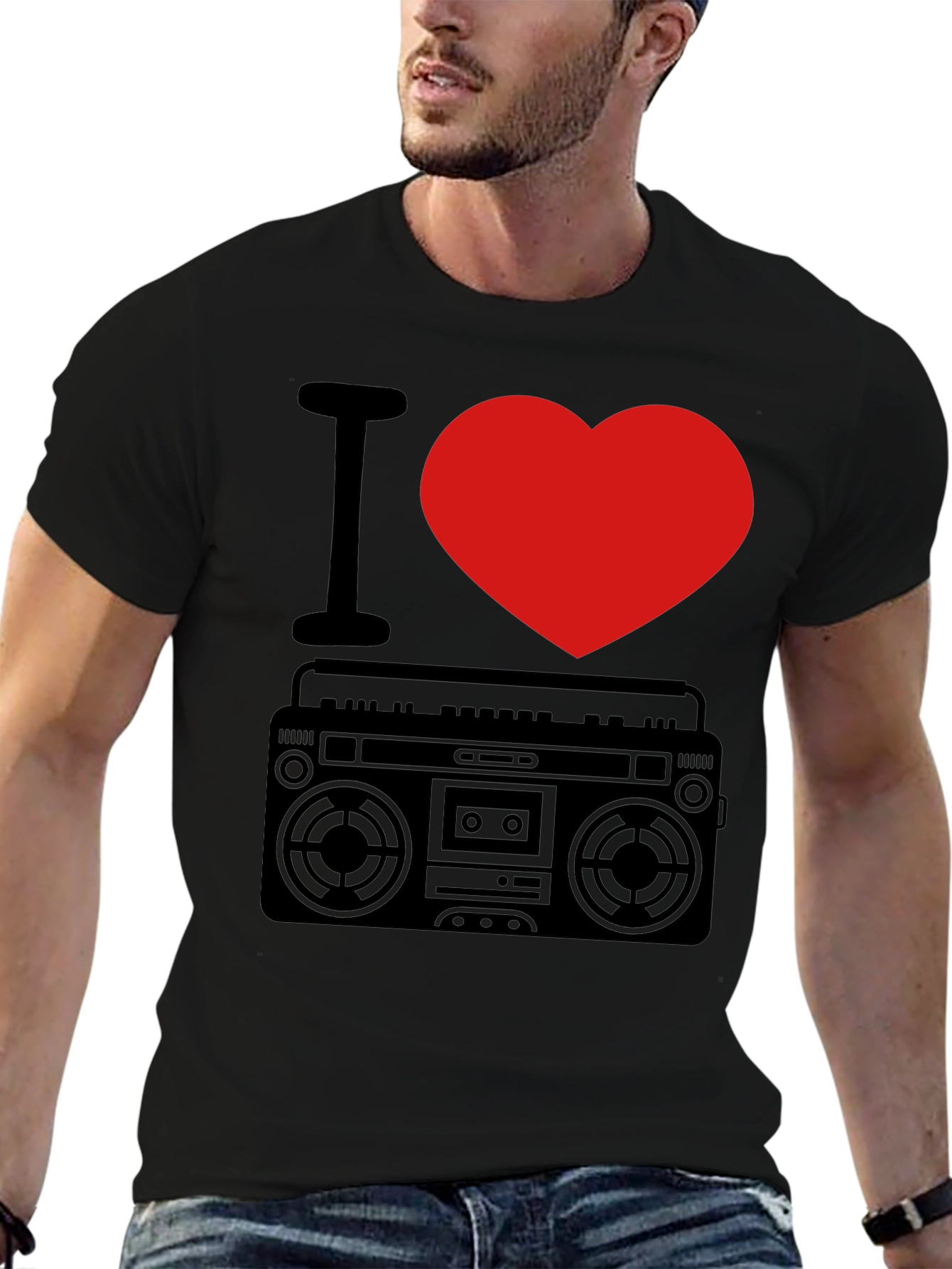 I Heart Boombox T-Shirt - Retro Music Lover Tee