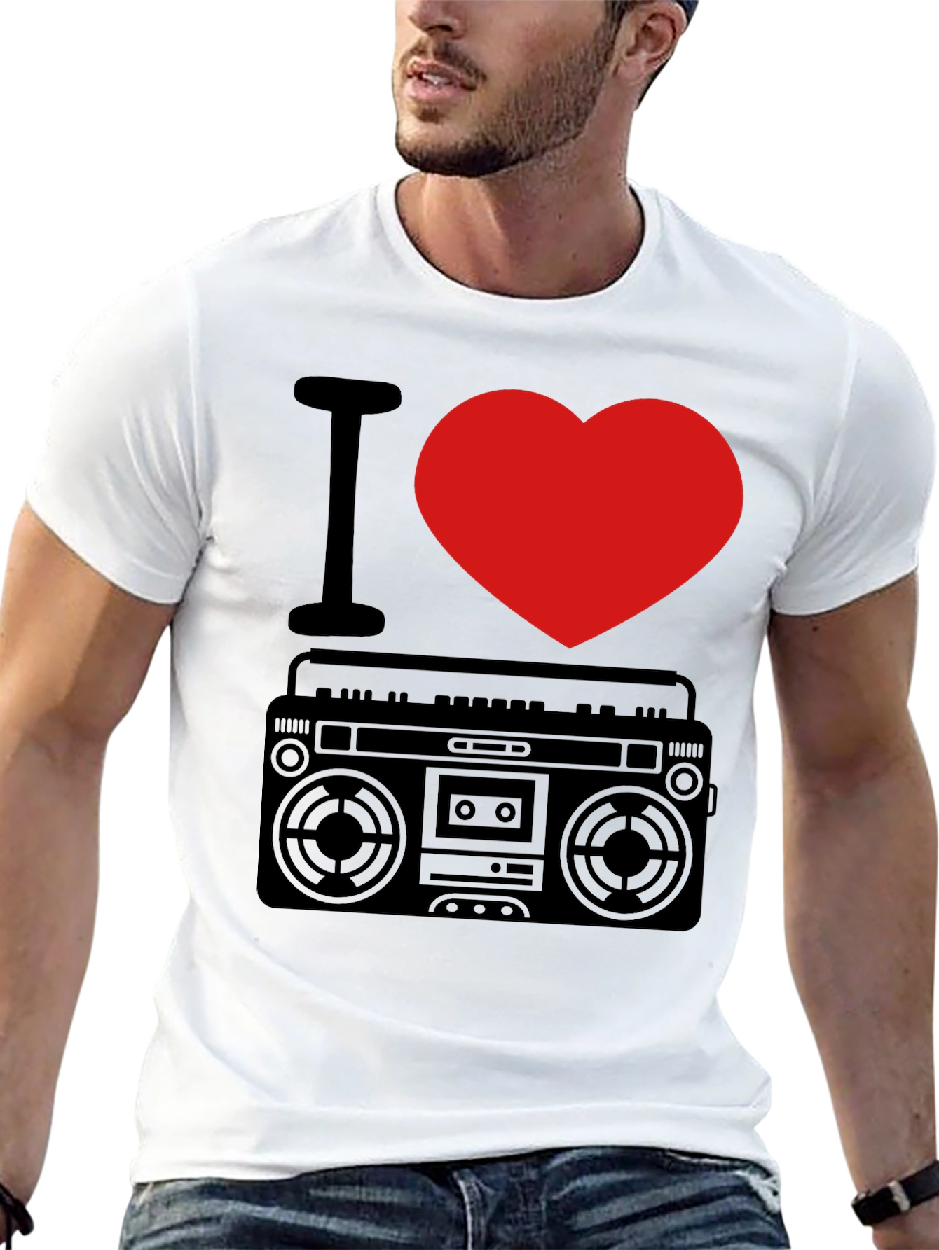 I Heart Boombox T-Shirt - Retro Music Lover Tee