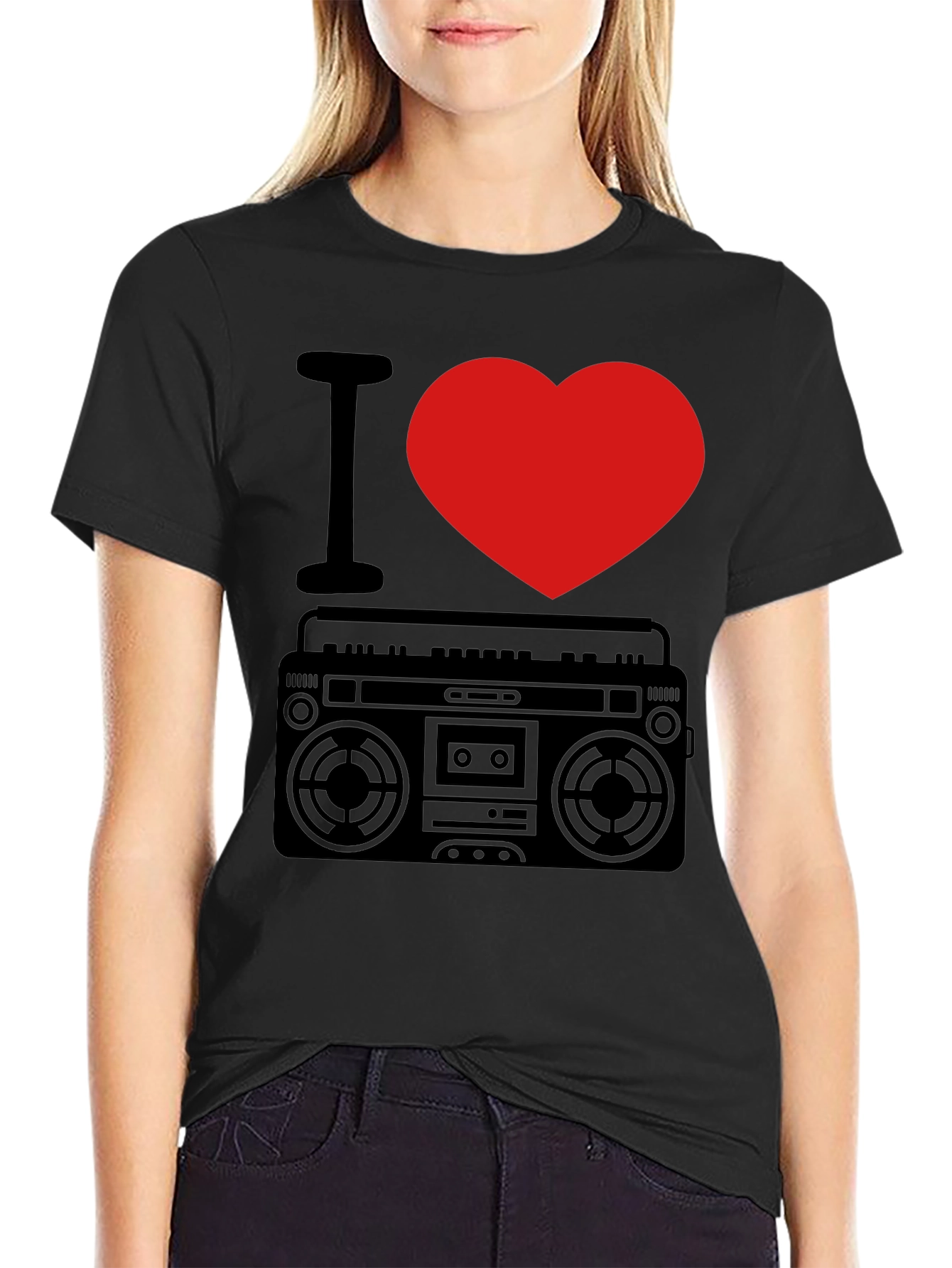 I Heart Boombox T-Shirt - Retro Music Lover Tee