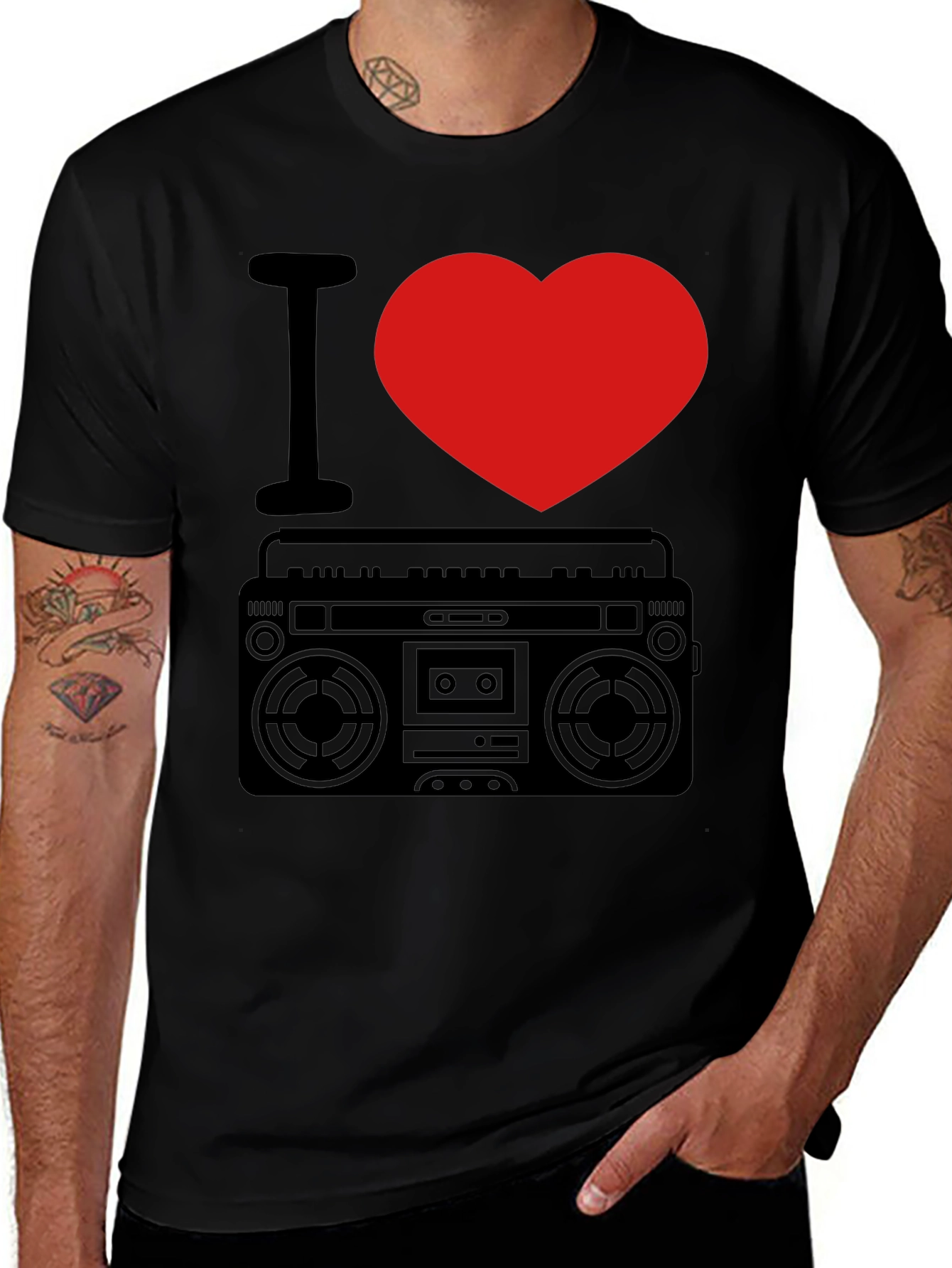 I Heart Boombox T-Shirt - Retro Music Lover Tee