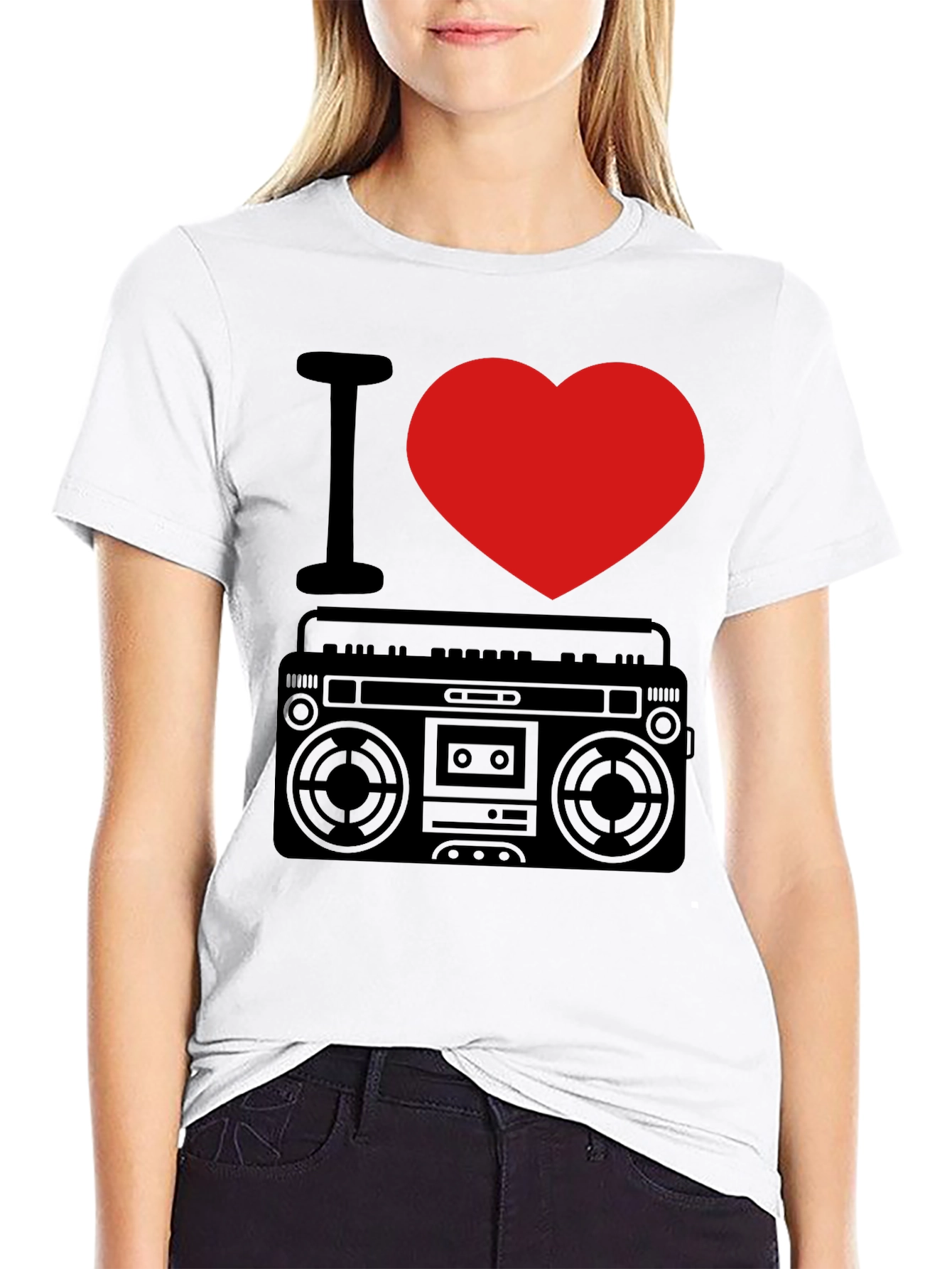 I Heart Boombox T-Shirt - Retro Music Lover Tee