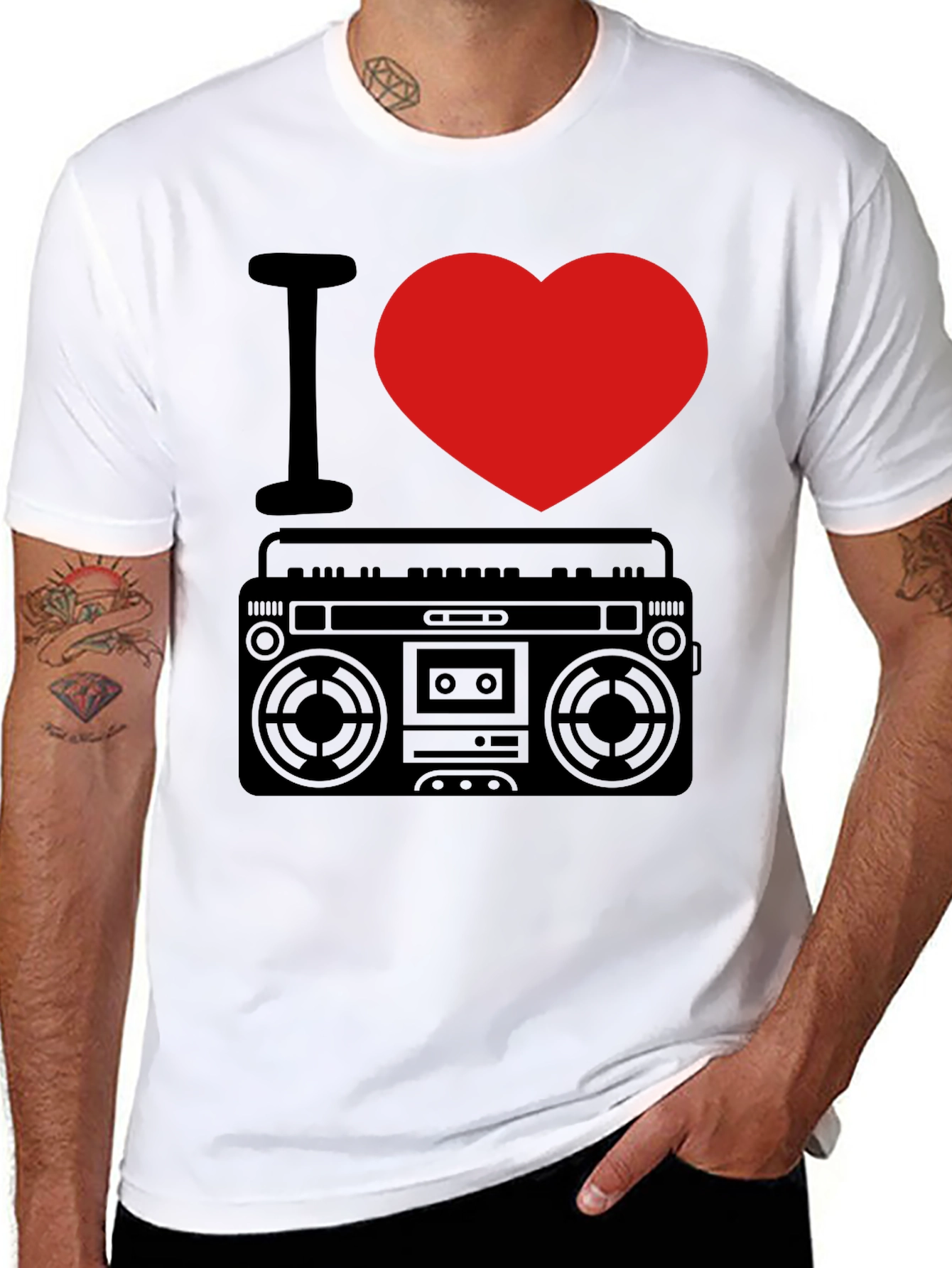 I Heart Boombox T-Shirt - Retro Music Lover Tee