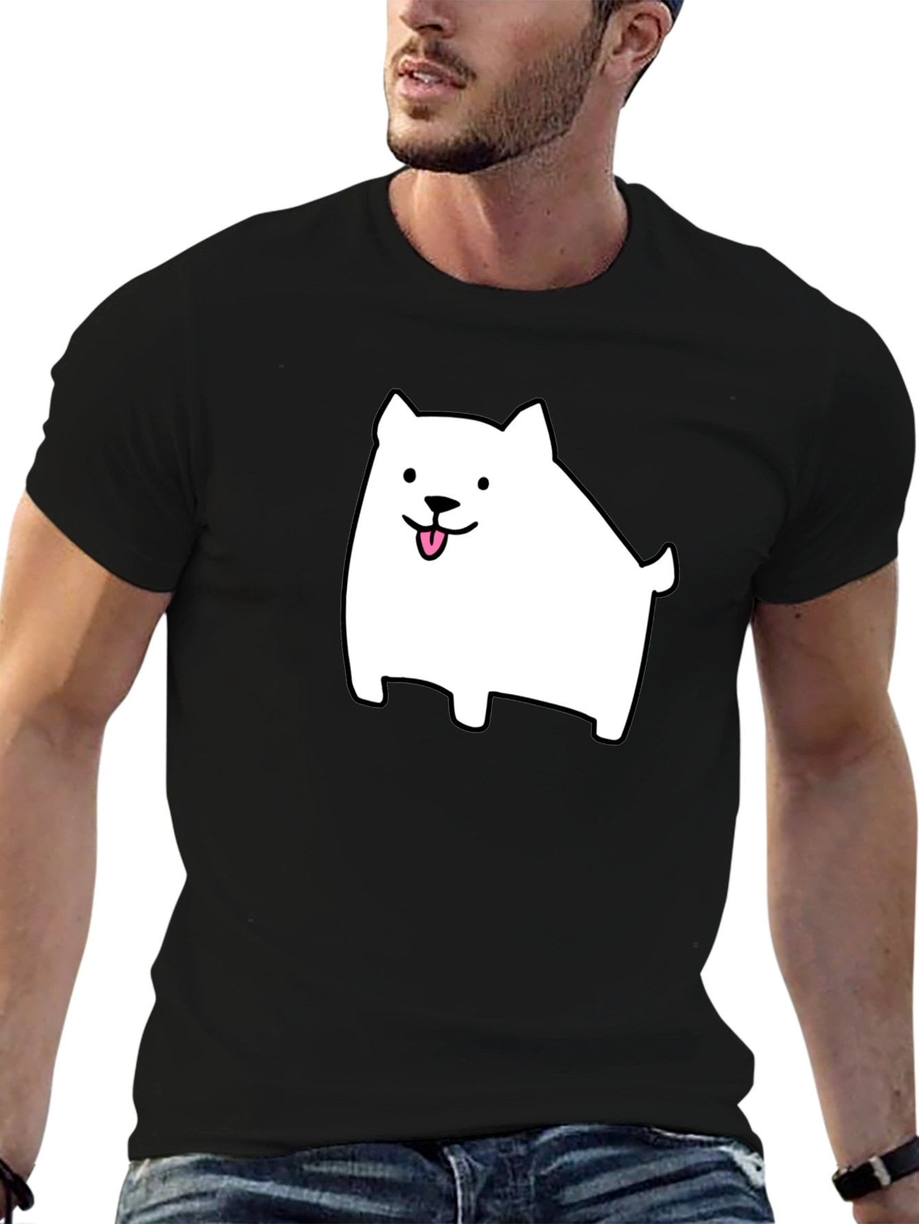 Cute Dog Graphic Black T-Shirt