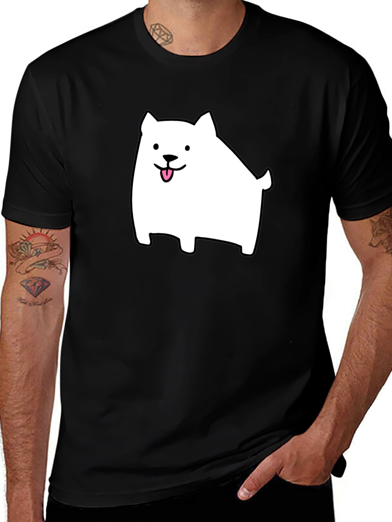 Cute Dog Graphic Black T-Shirt