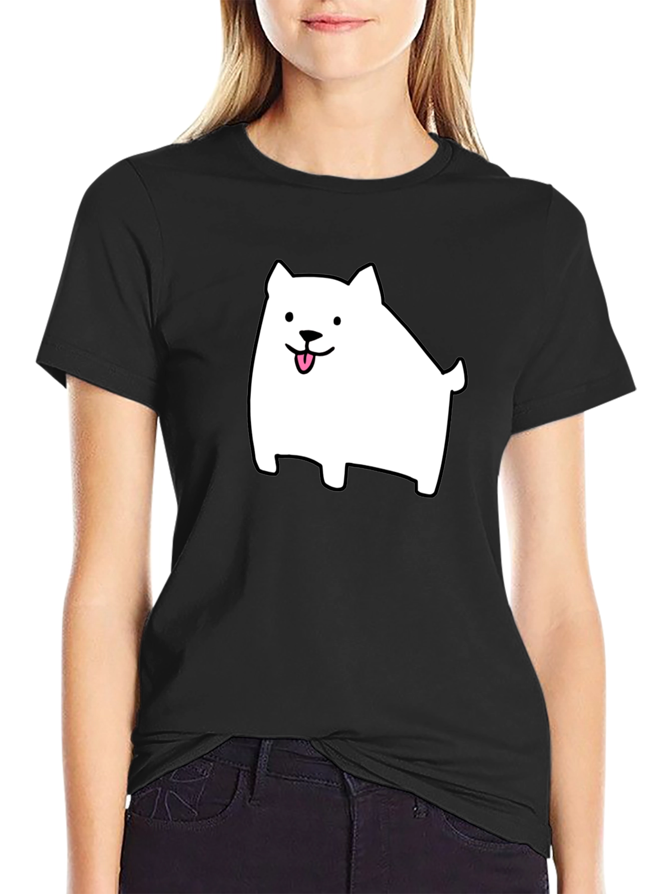 Cute Dog Graphic Black T-Shirt
