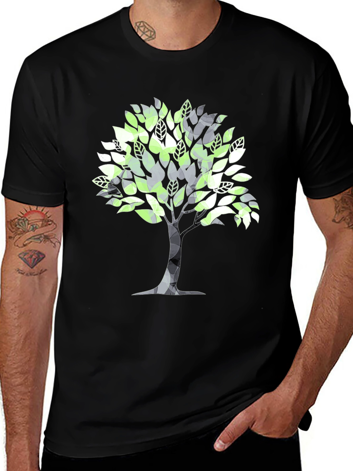 Geometric Tree Graphic Tee - Stylish & Modern