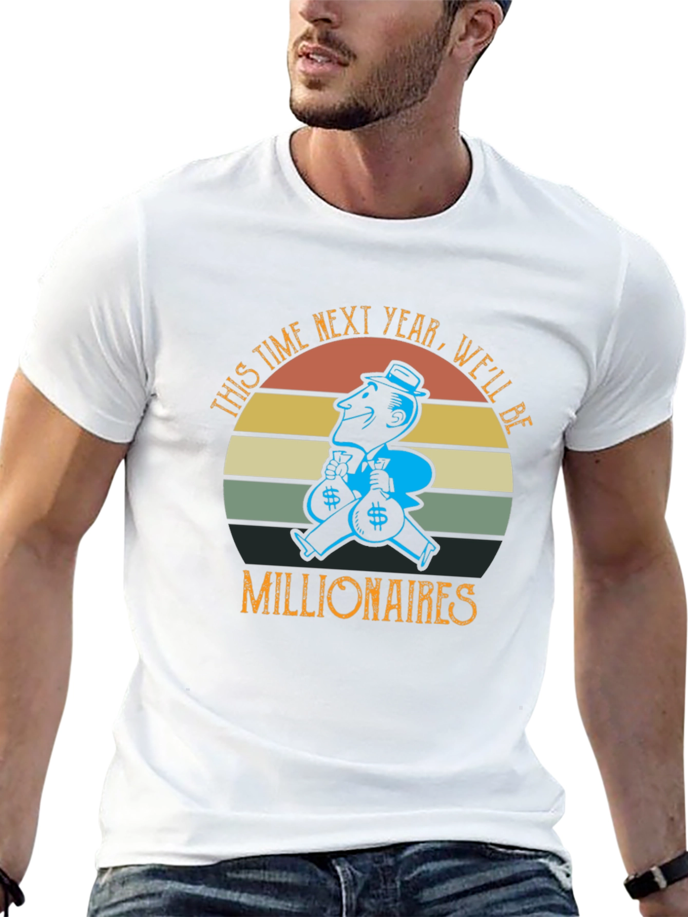 Millionaire T-Shirt - Funny Money Bags Retro Graphic Tee