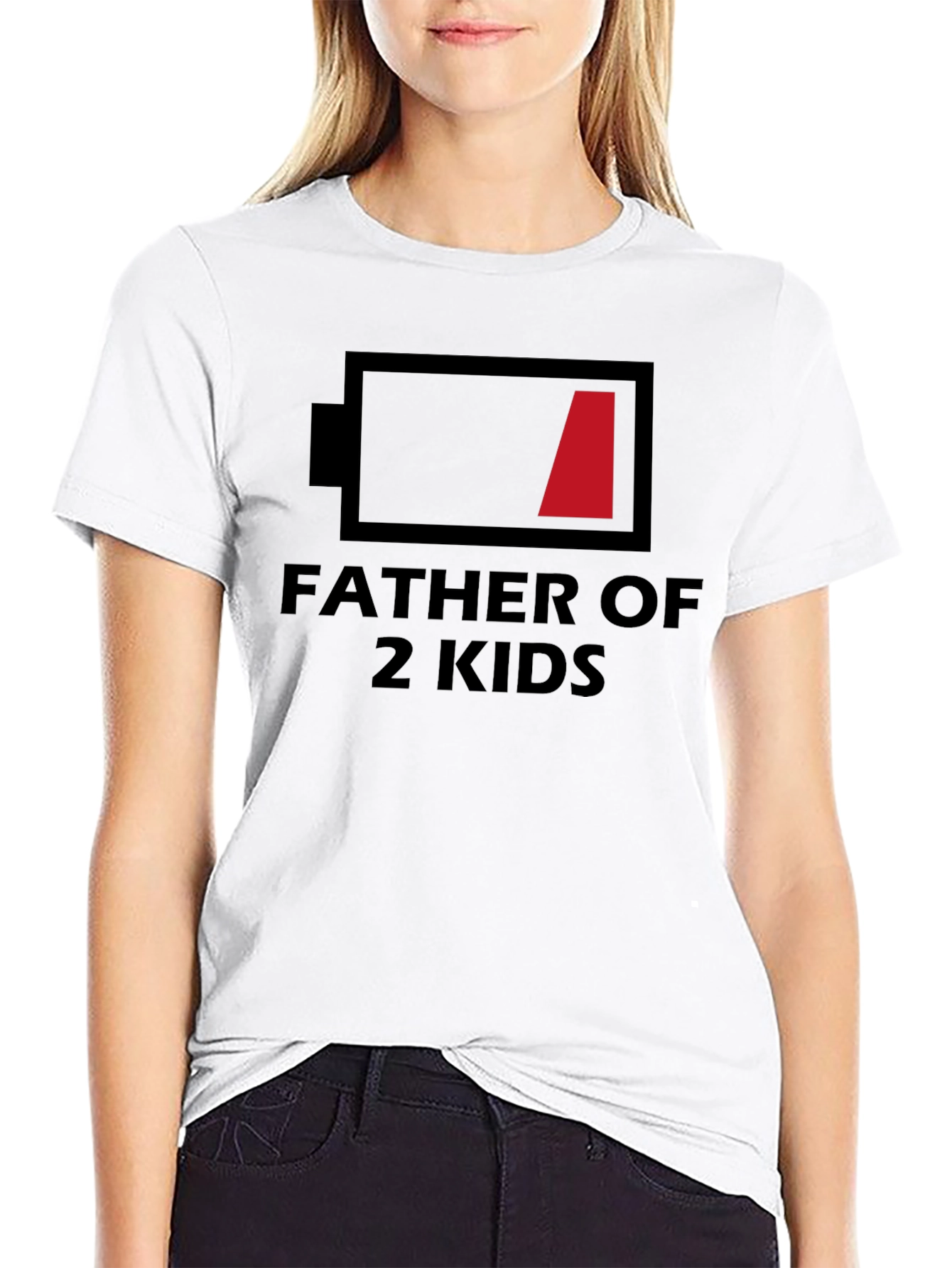 Father of 2 Kids Low Battery T-Shirt