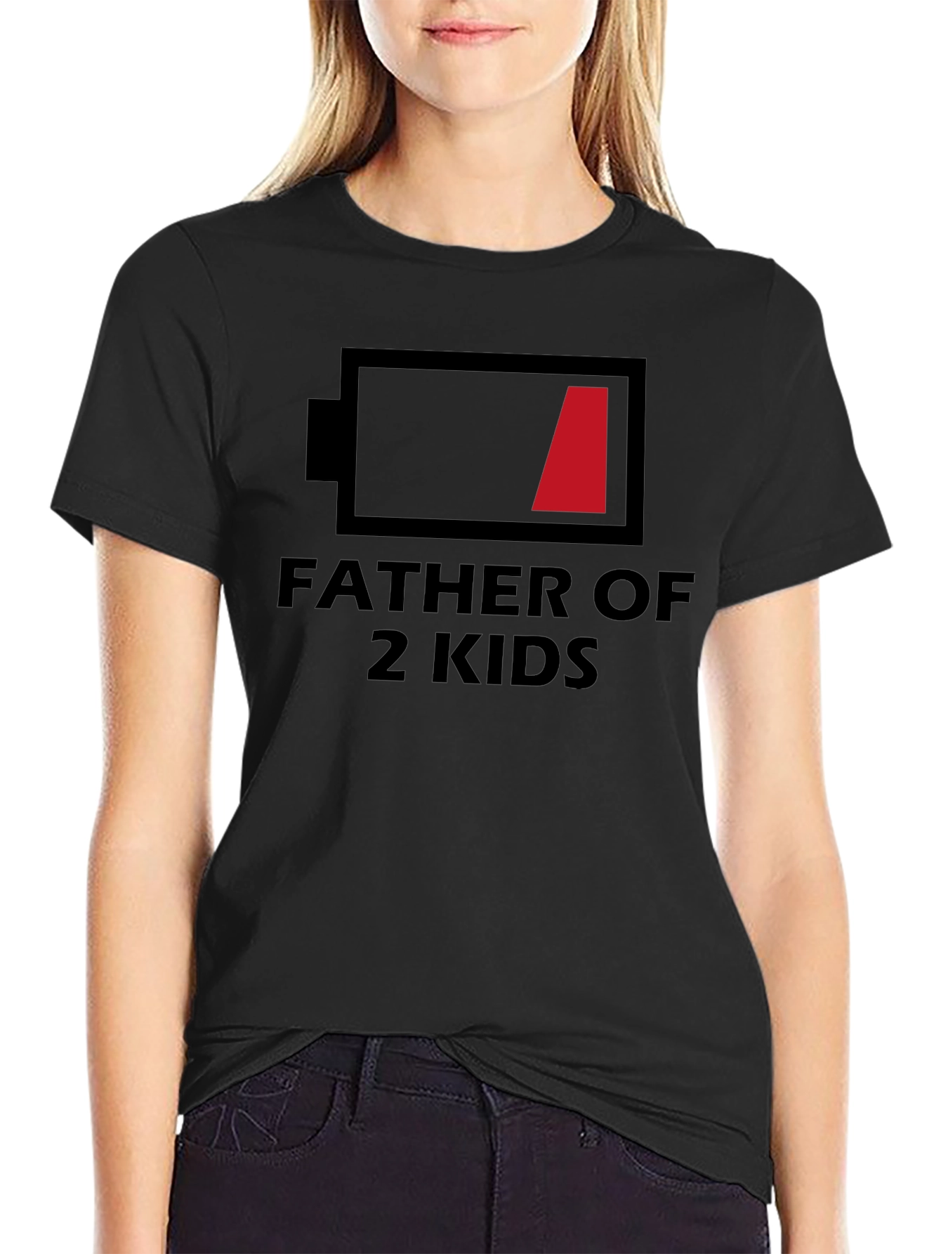 Father of 2 Kids Low Battery T-Shirt