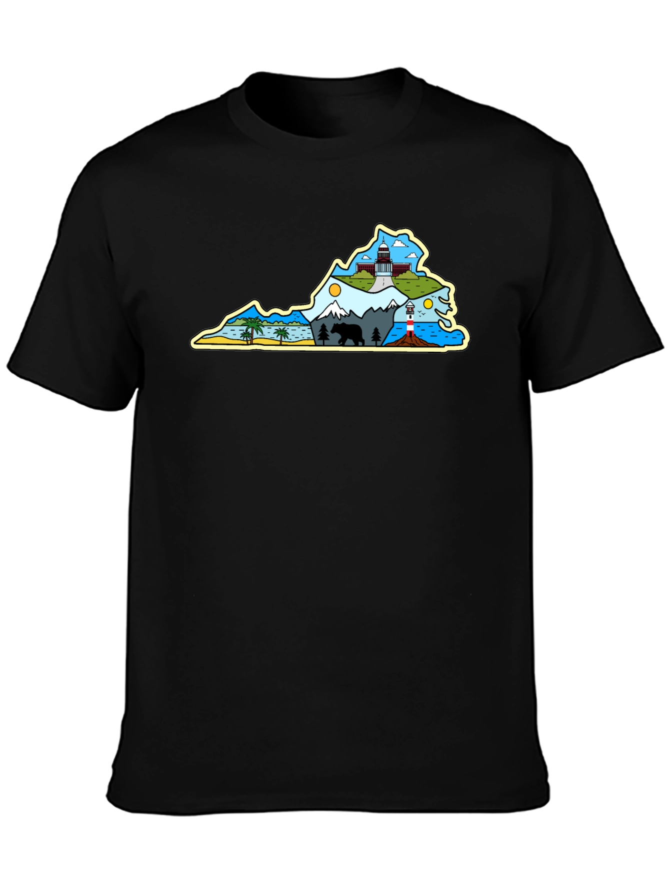 Virginia State Pride Graphic T-Shirt - Black