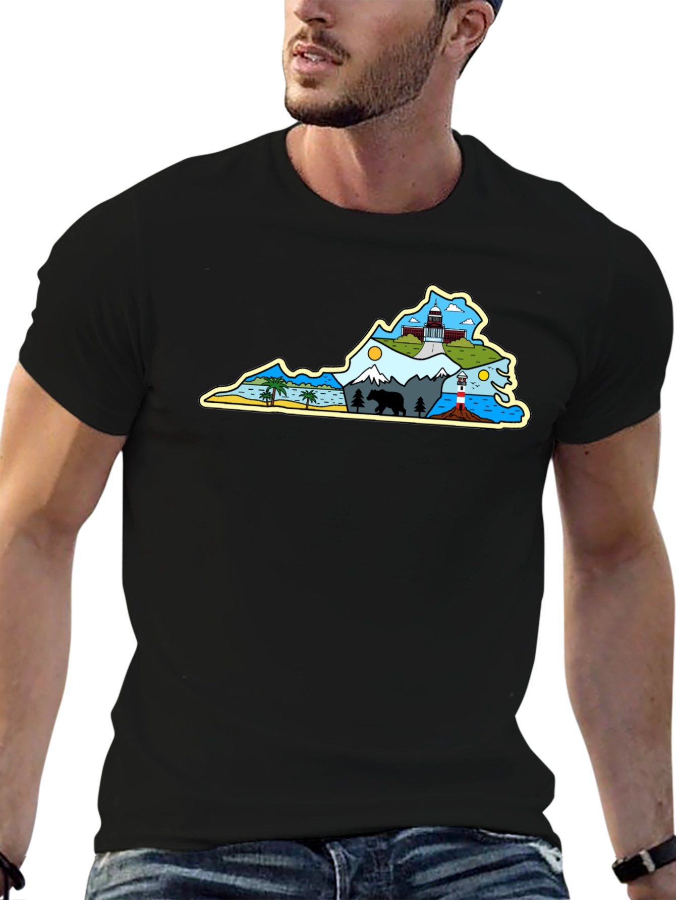 Virginia State Pride Graphic T-Shirt - Black