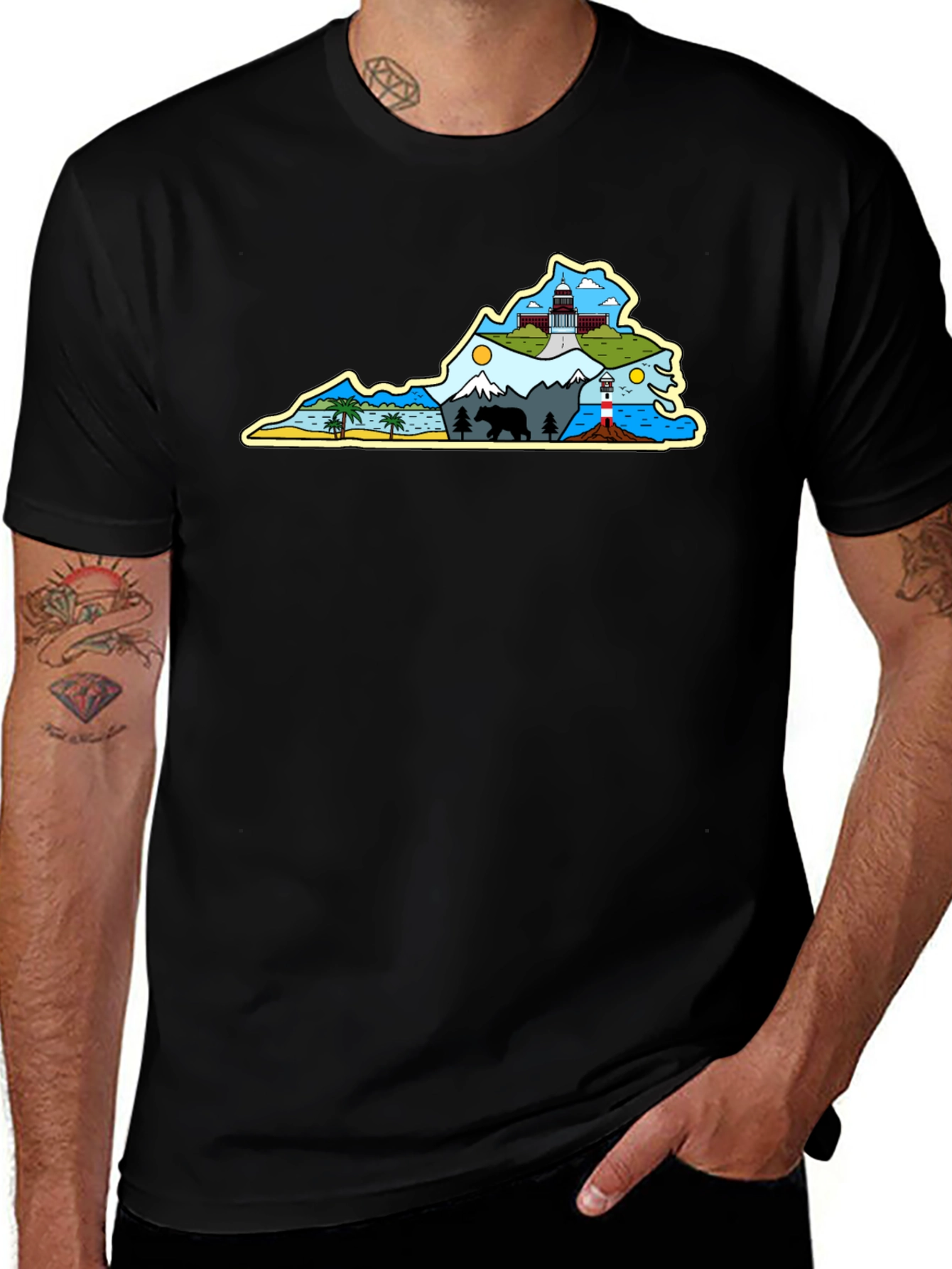 Virginia State Pride Graphic T-Shirt - Black