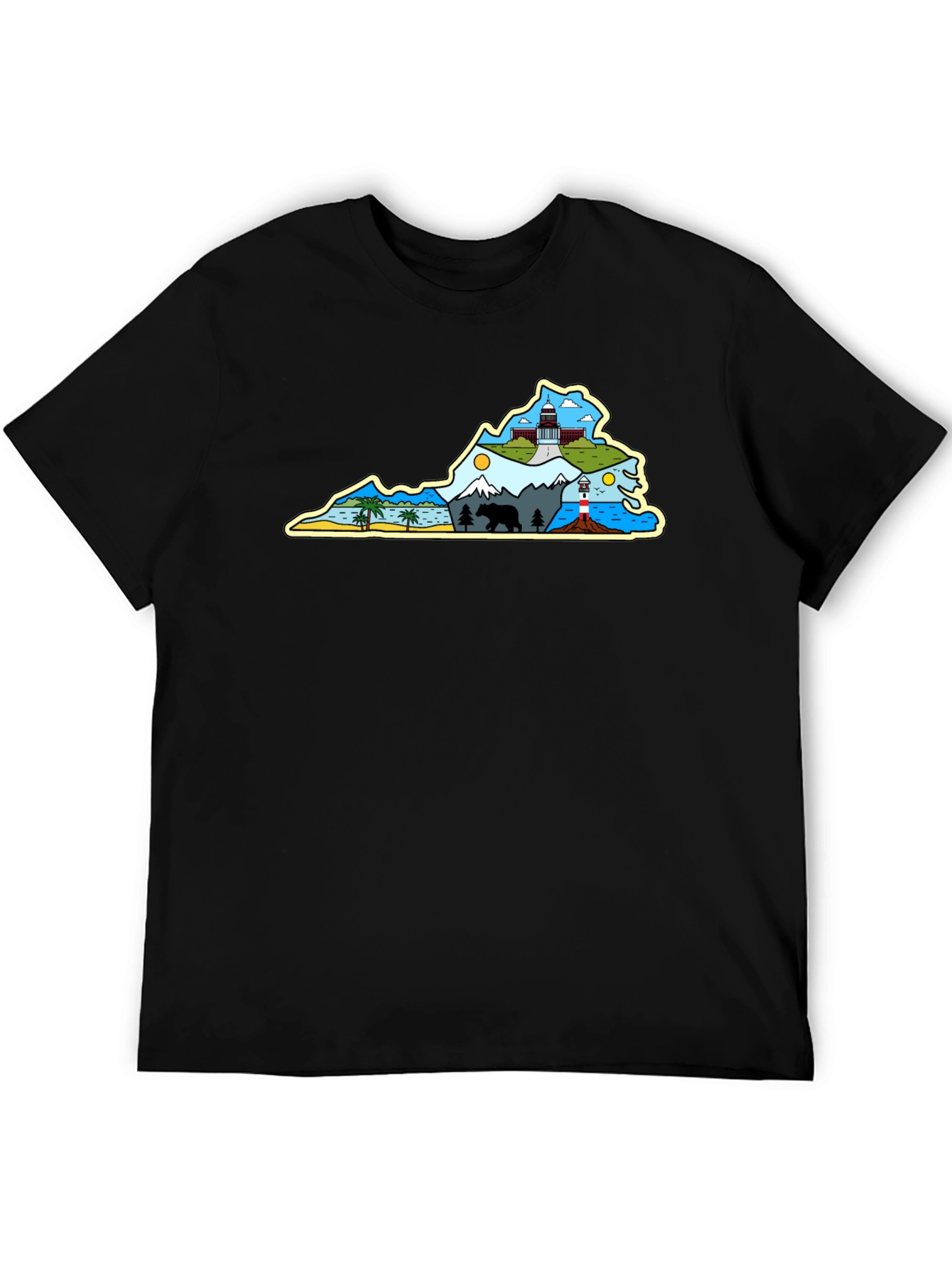 Virginia State Pride Graphic T-Shirt - Black