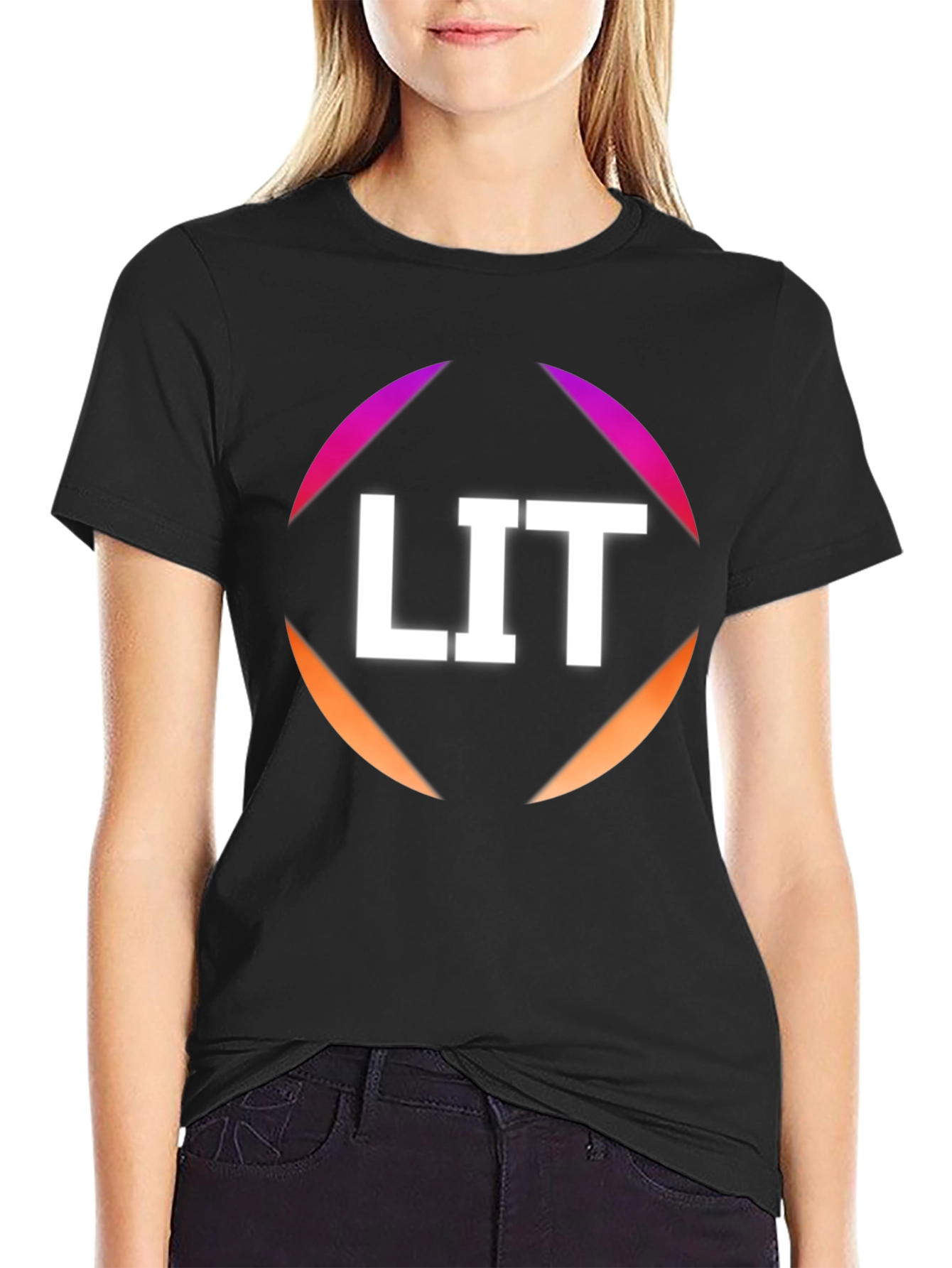 LIT Graphic Tee - Stylish Black Cotton T-Shirt