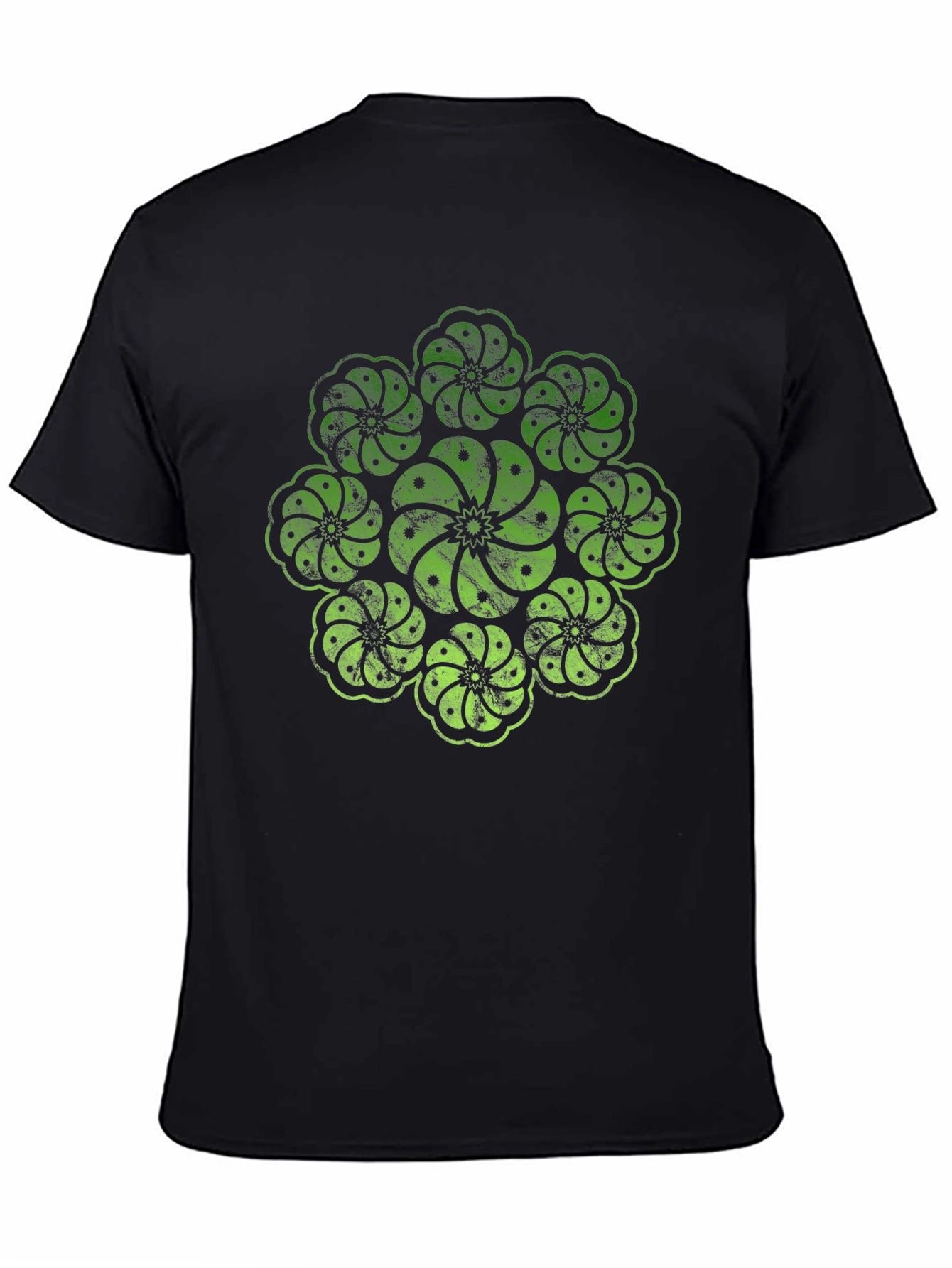 Geometric Floral Graphic Print Mens Black T-Shirt