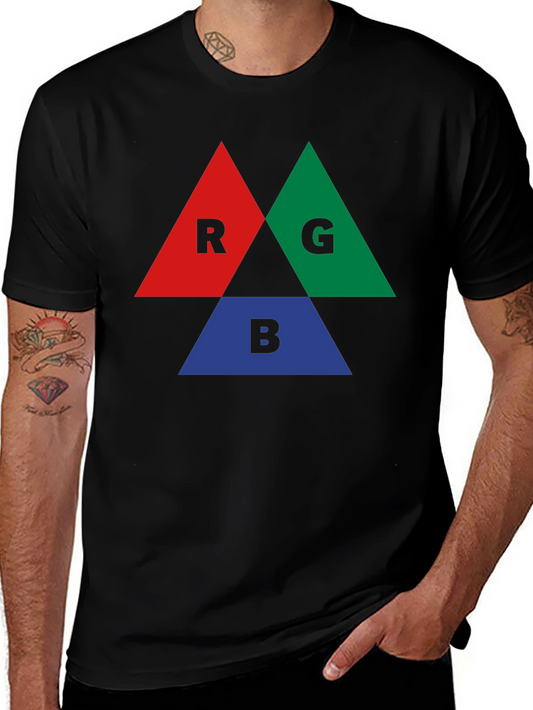 RGB Color Triangle Graphic Tee - Stylish Black T-Shirt