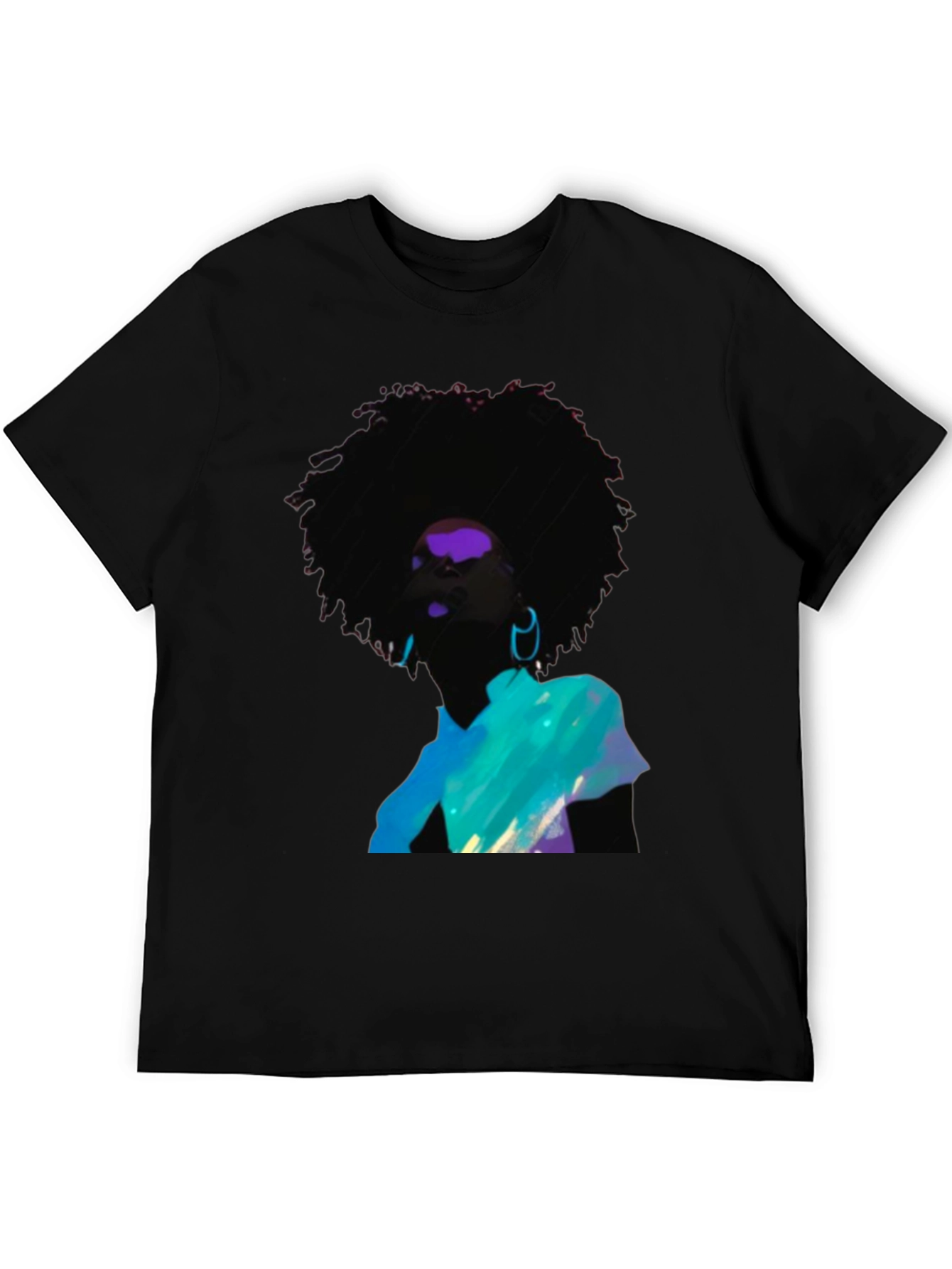Afro Art Graphic Tee - Stylish Black Cotton Shirt