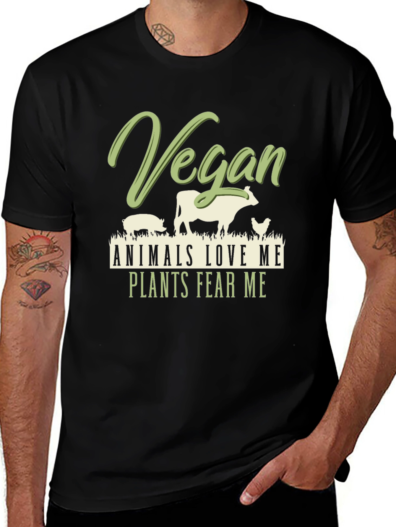 Vegan Animals Love Me Plants Fear Me T-Shirt