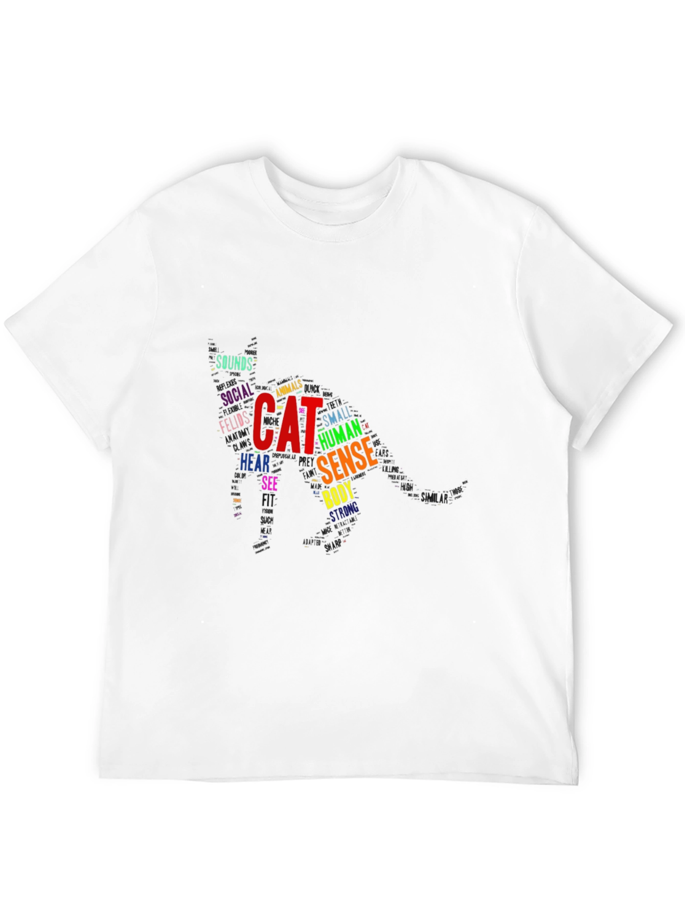 Cat Word Art Black T-Shirt Unique Design