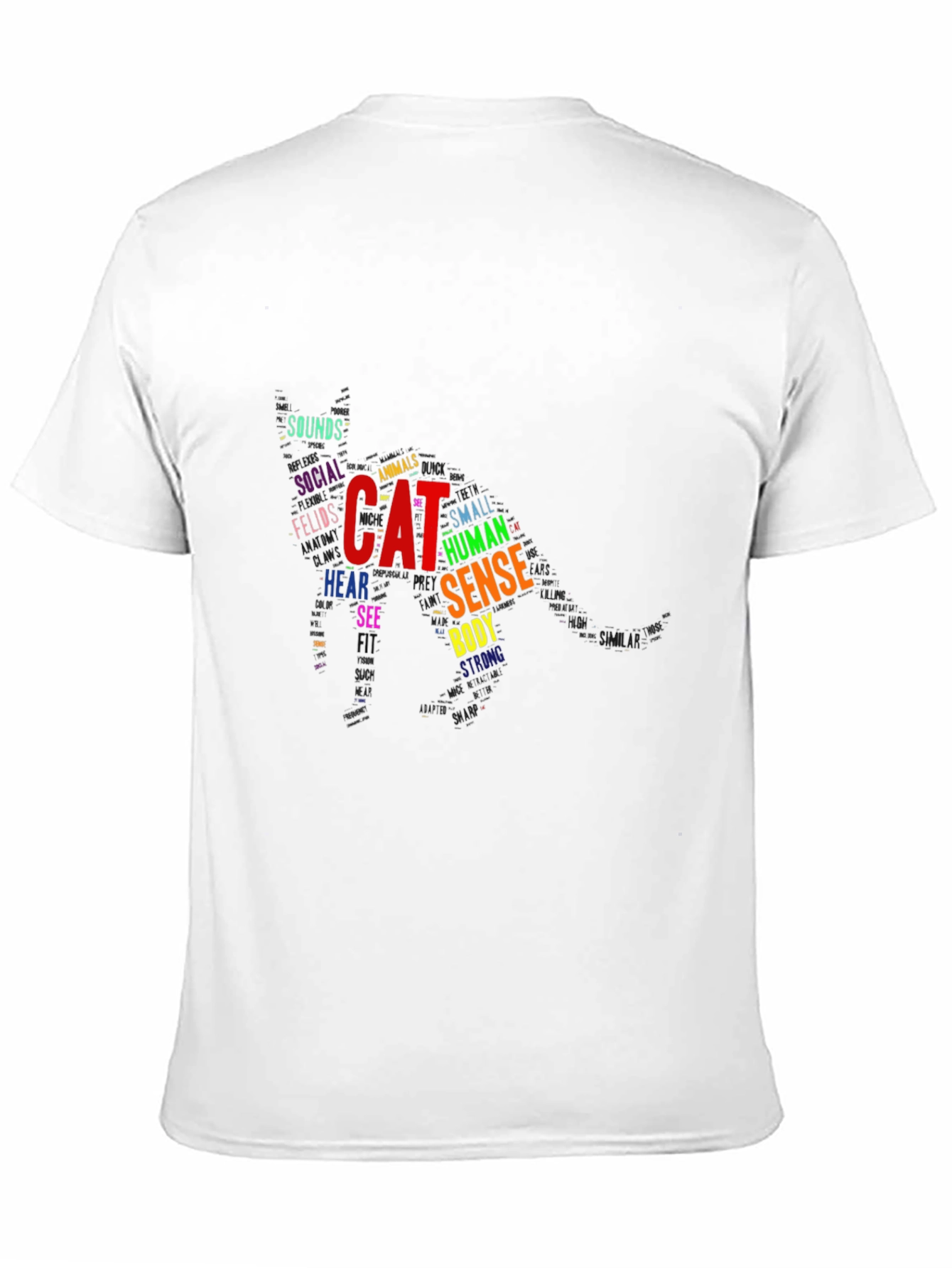 Cat Word Art Black T-Shirt Unique Design