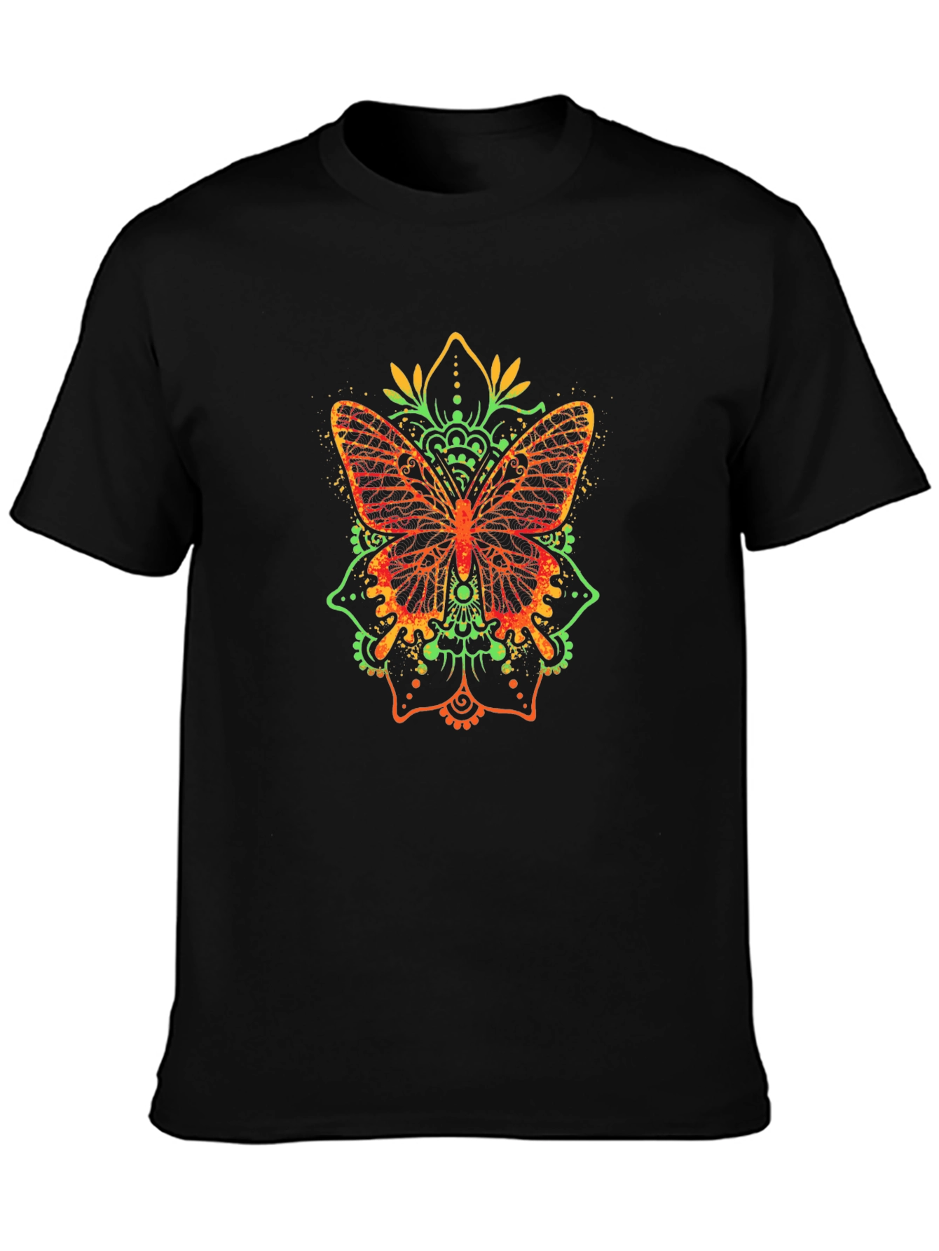 Butterfly Mandala Graphic Tee - Black