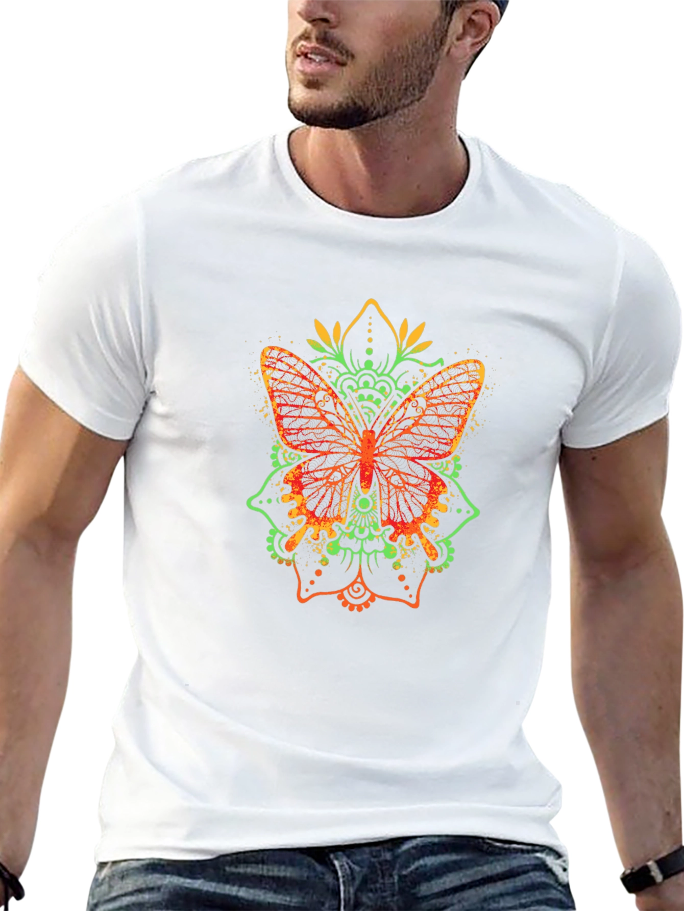 Butterfly Mandala Graphic Tee - Black