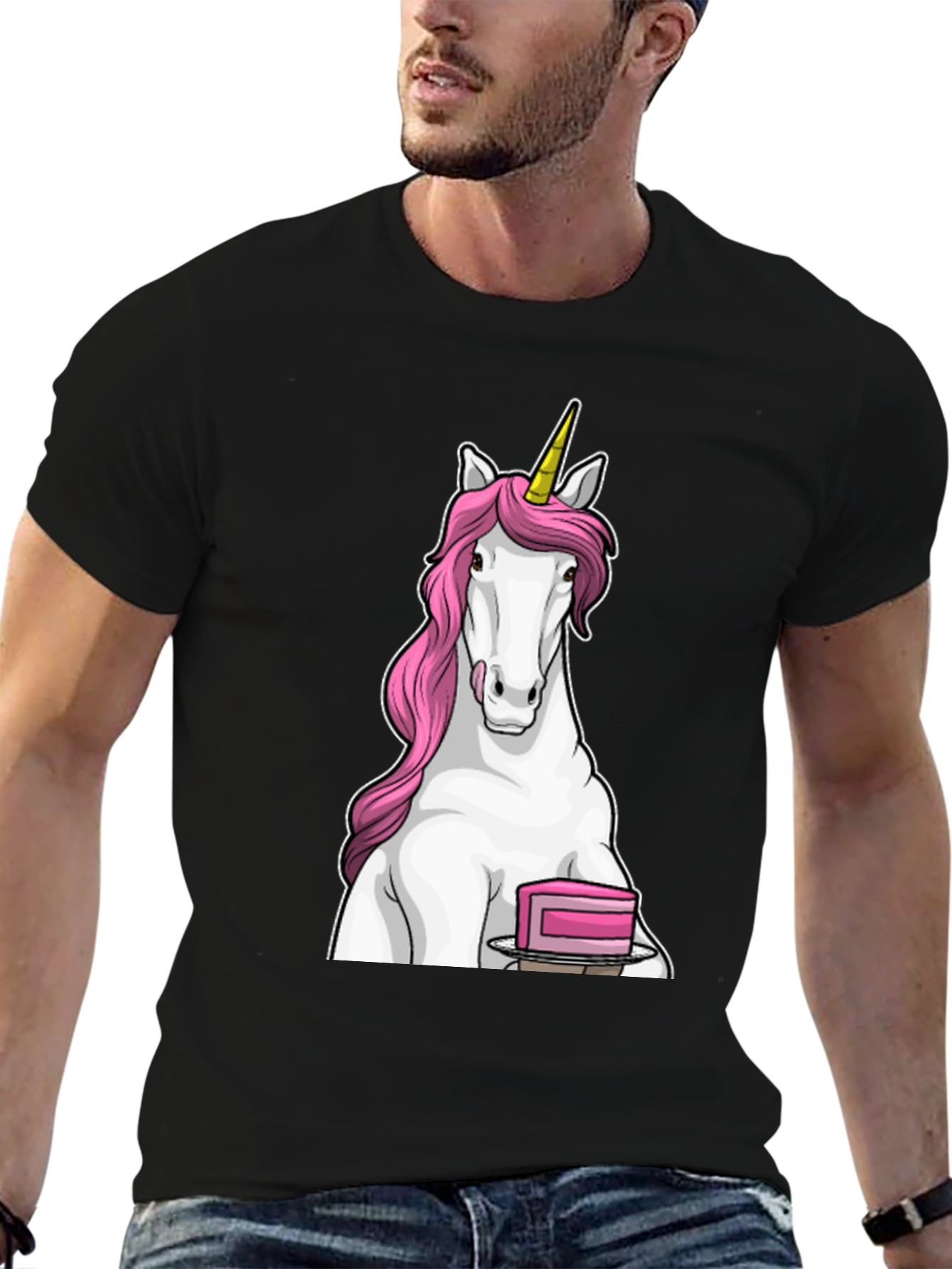 Unicorn & Cake Black T-Shirt