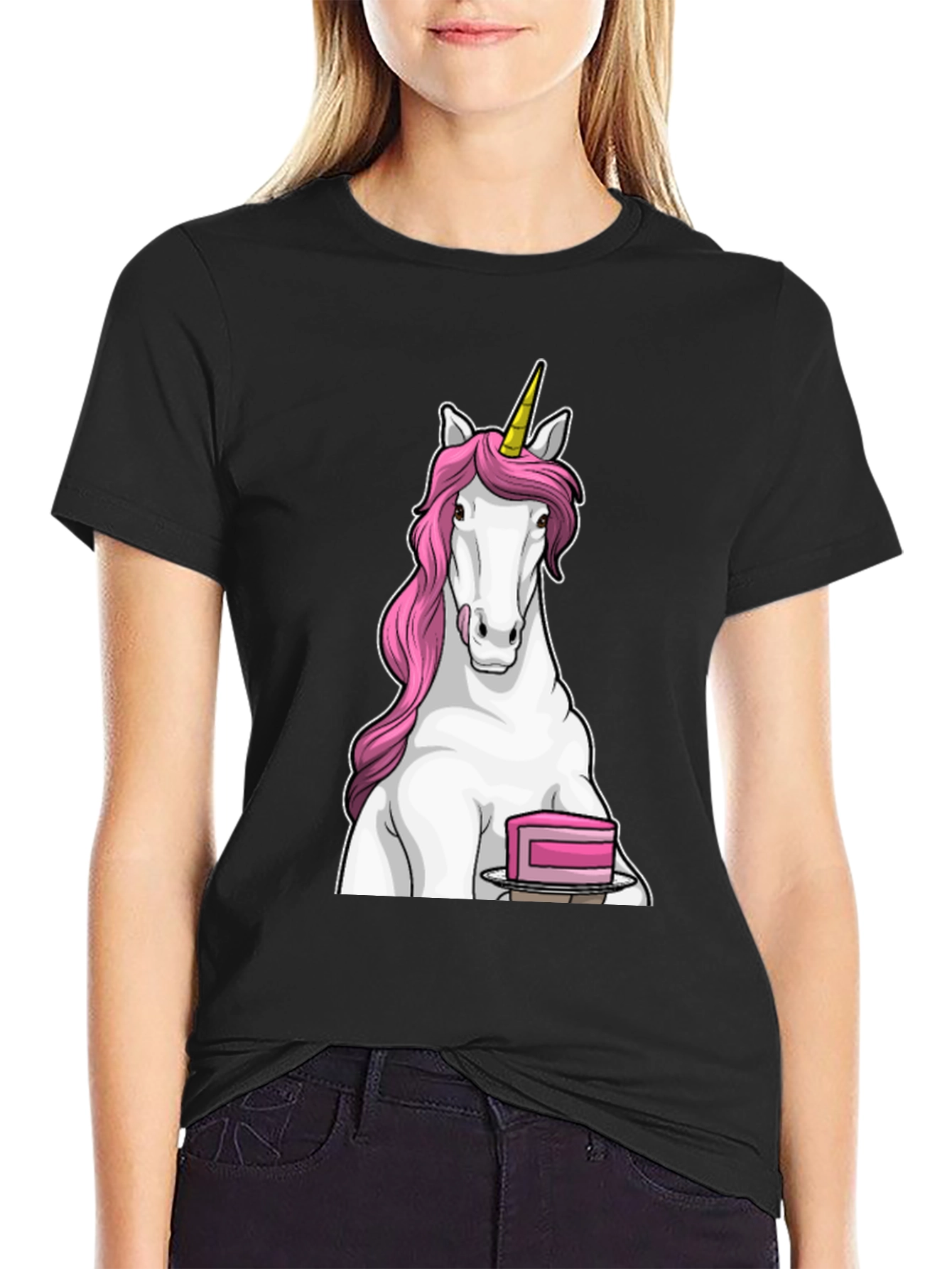 Unicorn & Cake Black T-Shirt