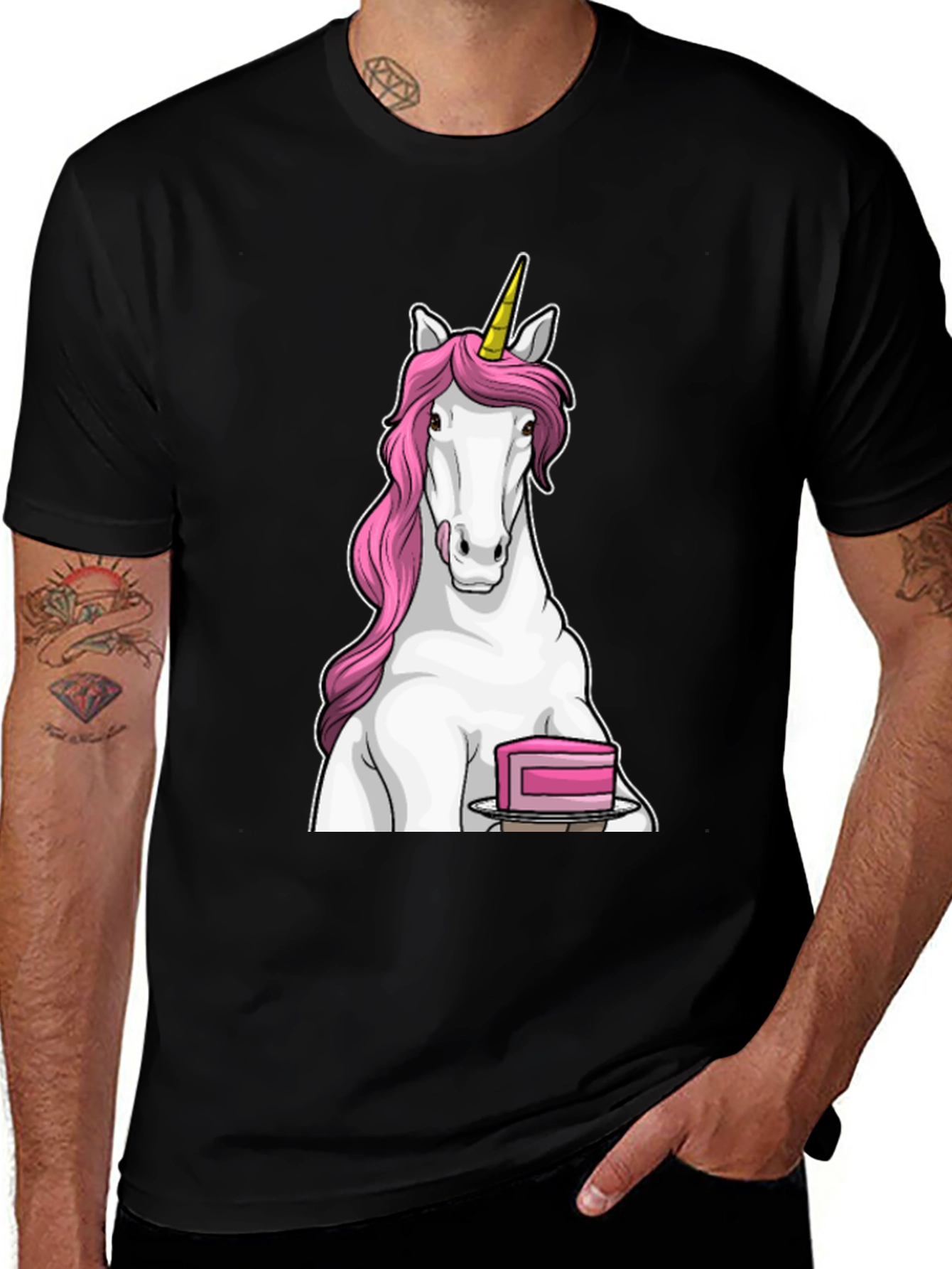 Unicorn & Cake Black T-Shirt