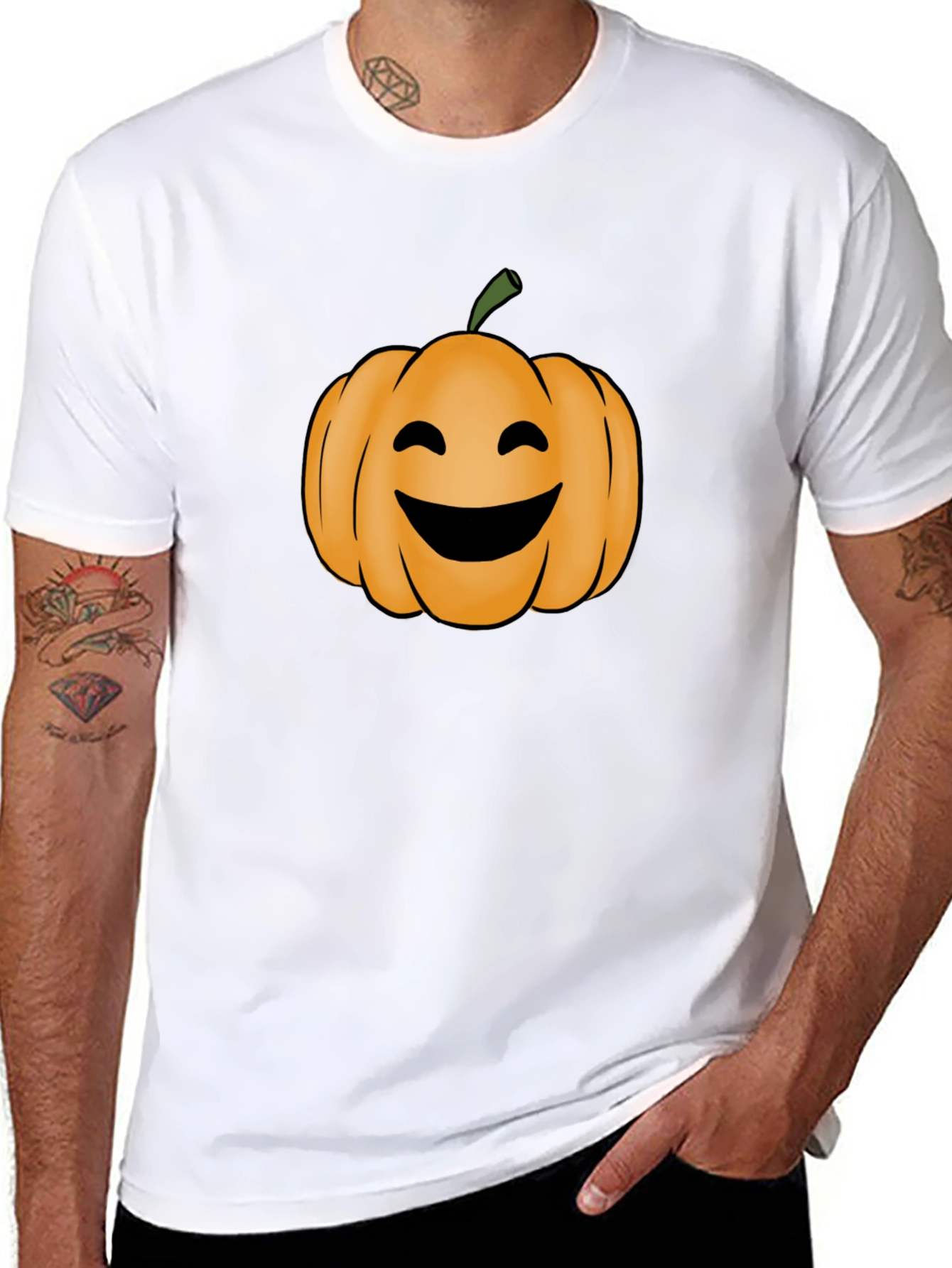 Smiling Pumpkin Halloween Black T-Shirt