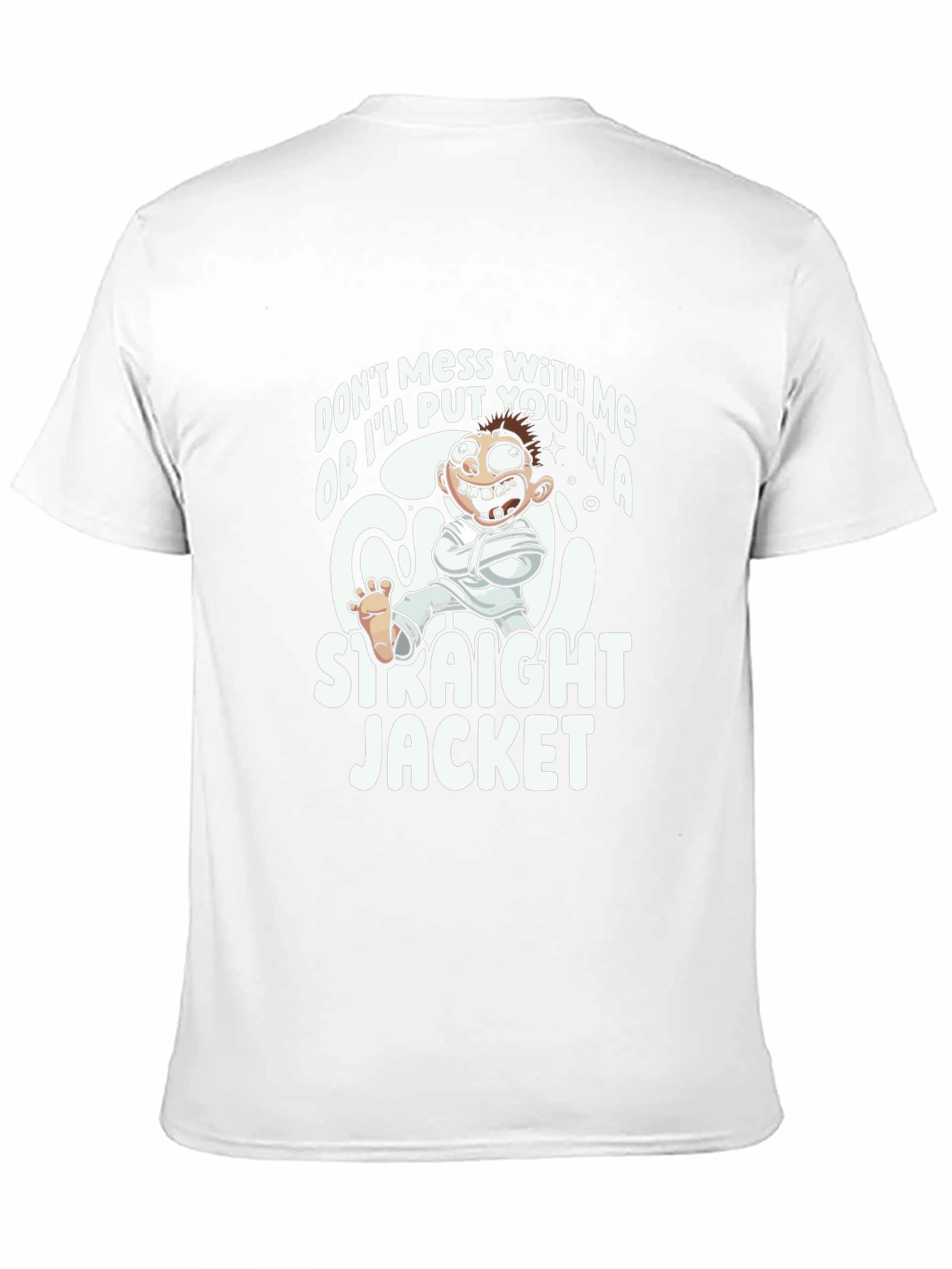 Funny Straight Jacket Cartoon Graphic T-Shirt