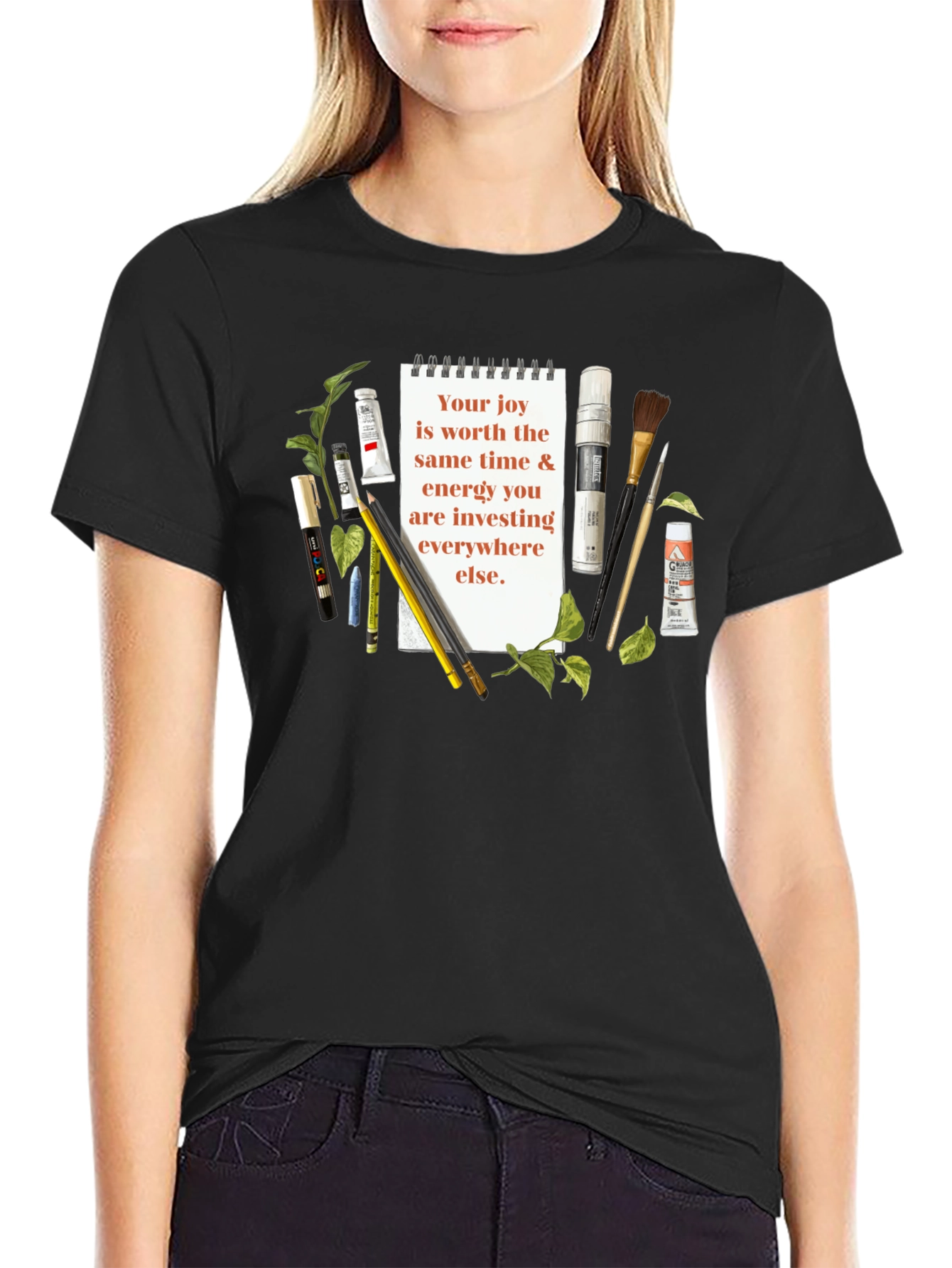 Art Supplies & Joy T-Shirt - Inspirational Quote