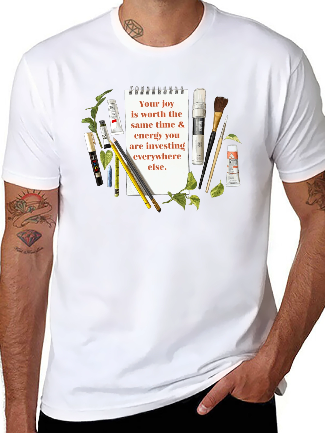 Art Supplies & Joy T-Shirt - Inspirational Quote