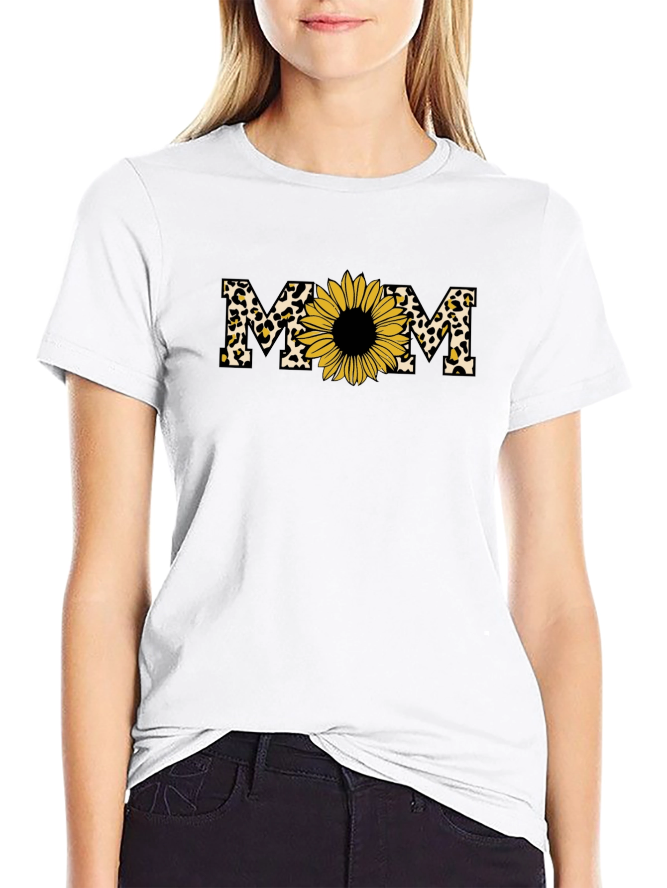 Mom Sunflower Leopard Print T-Shirt
