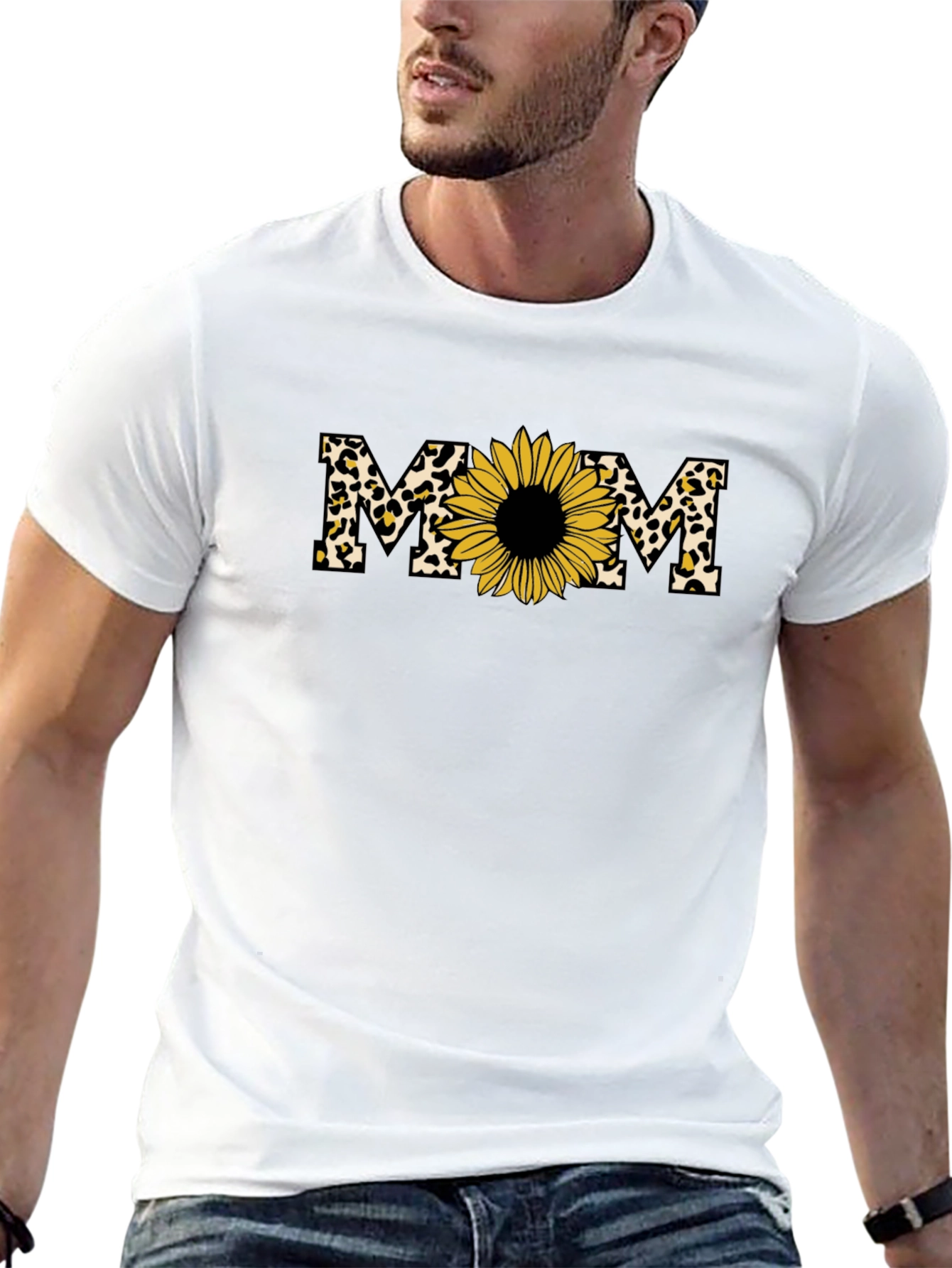 Mom Sunflower Leopard Print T-Shirt
