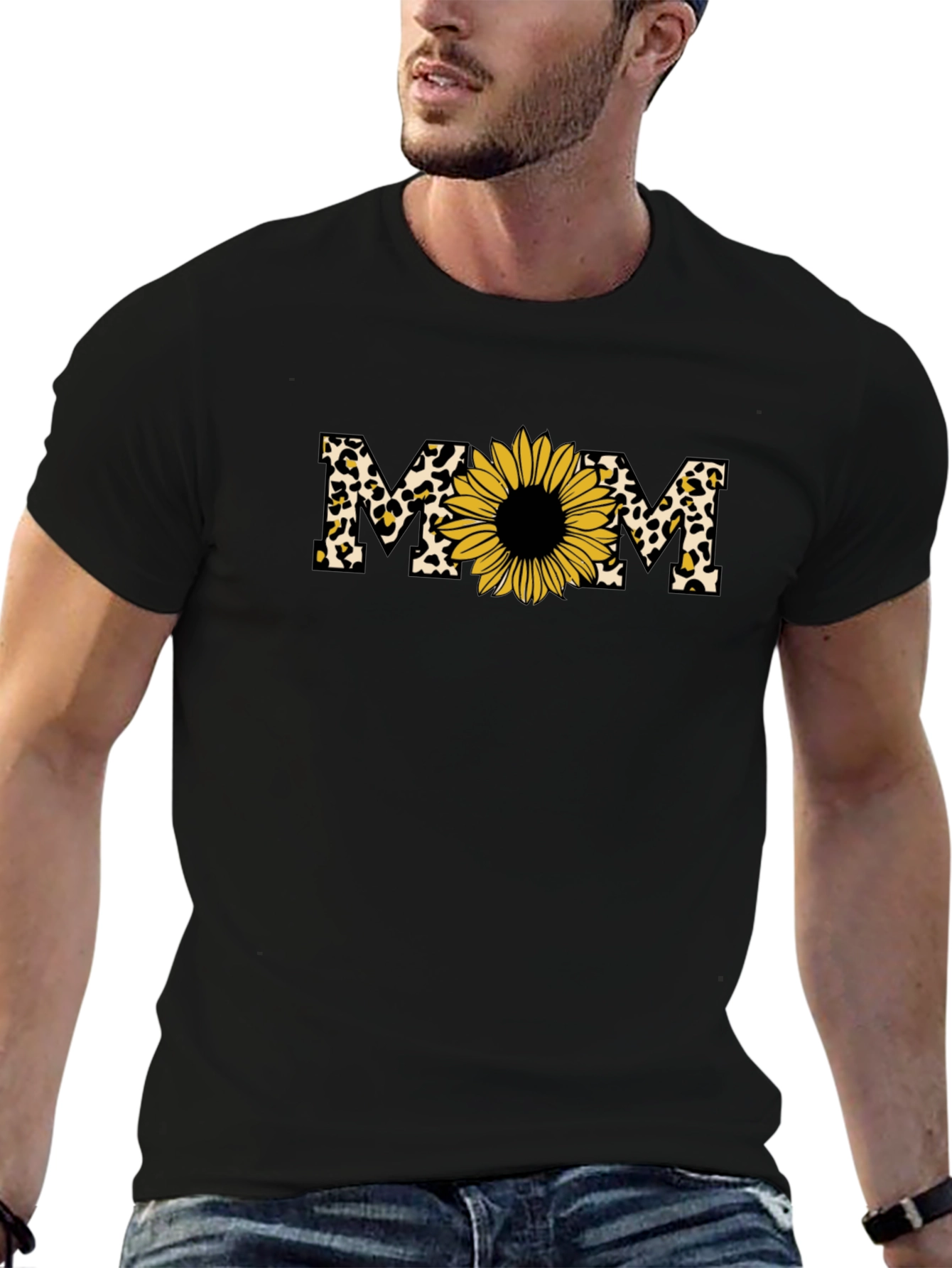 Mom Sunflower Leopard Print T-Shirt