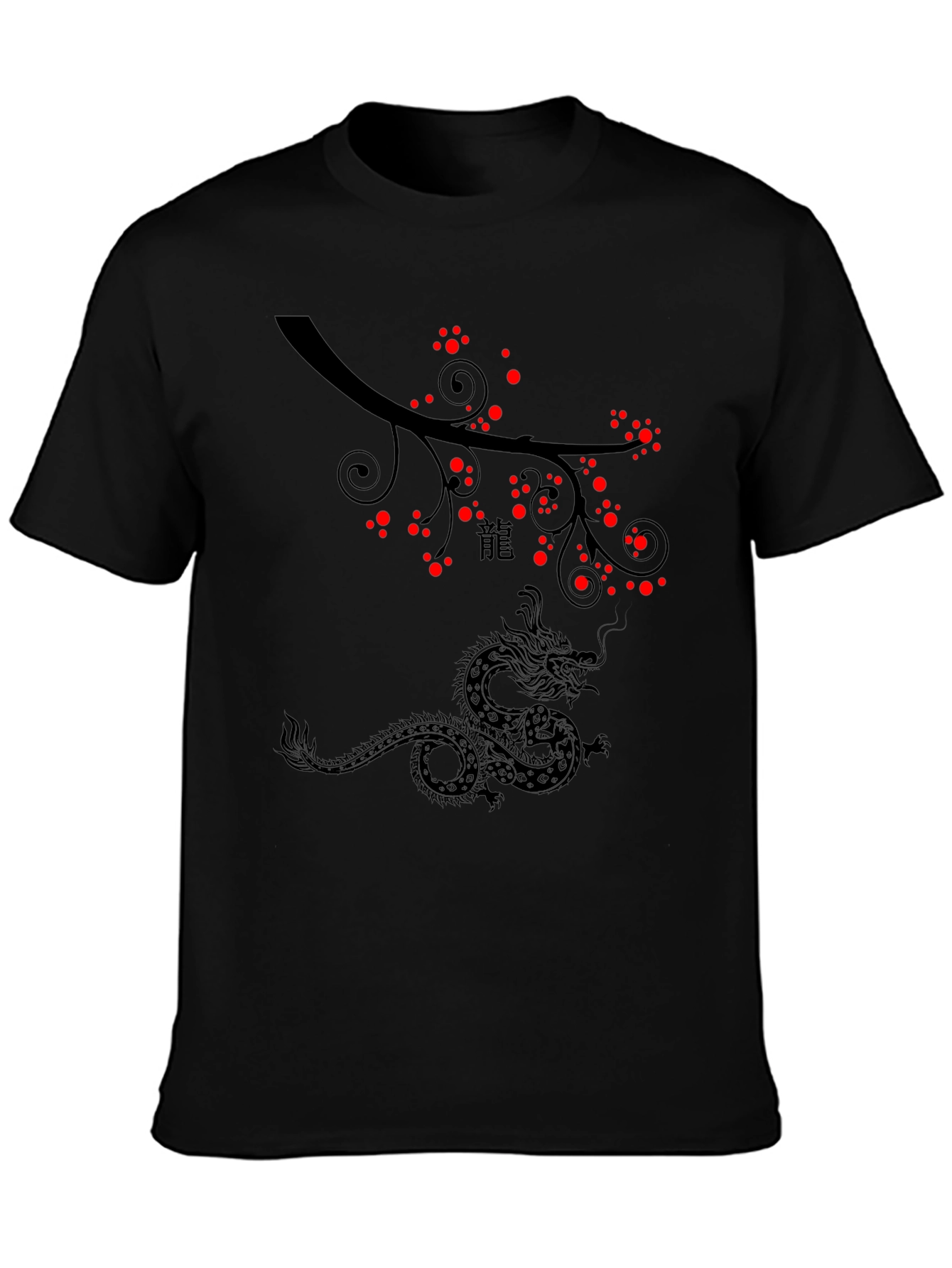 Dragon & Blossom Black Graphic Tee