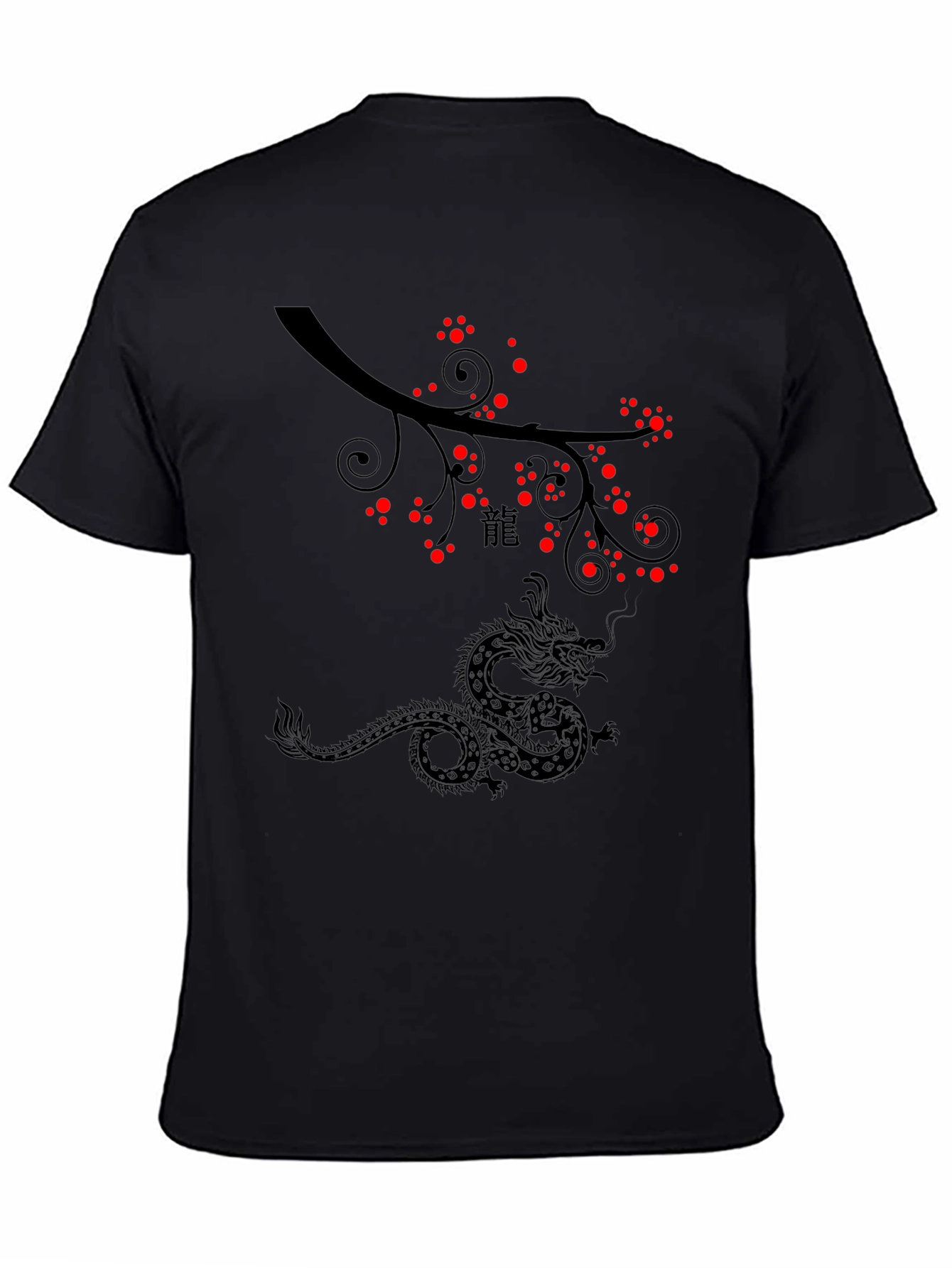 Dragon & Blossom Black Graphic Tee