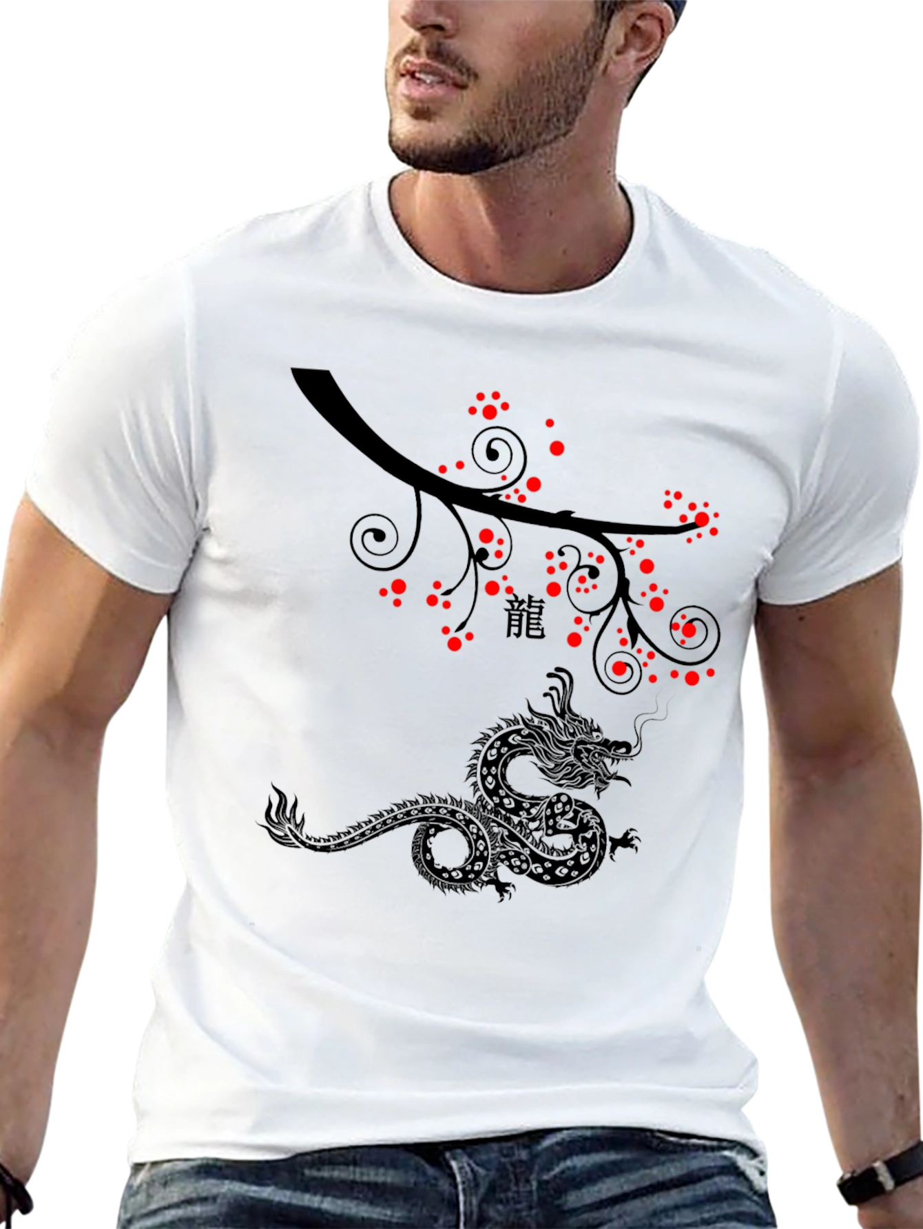 Dragon & Blossom Black Graphic Tee