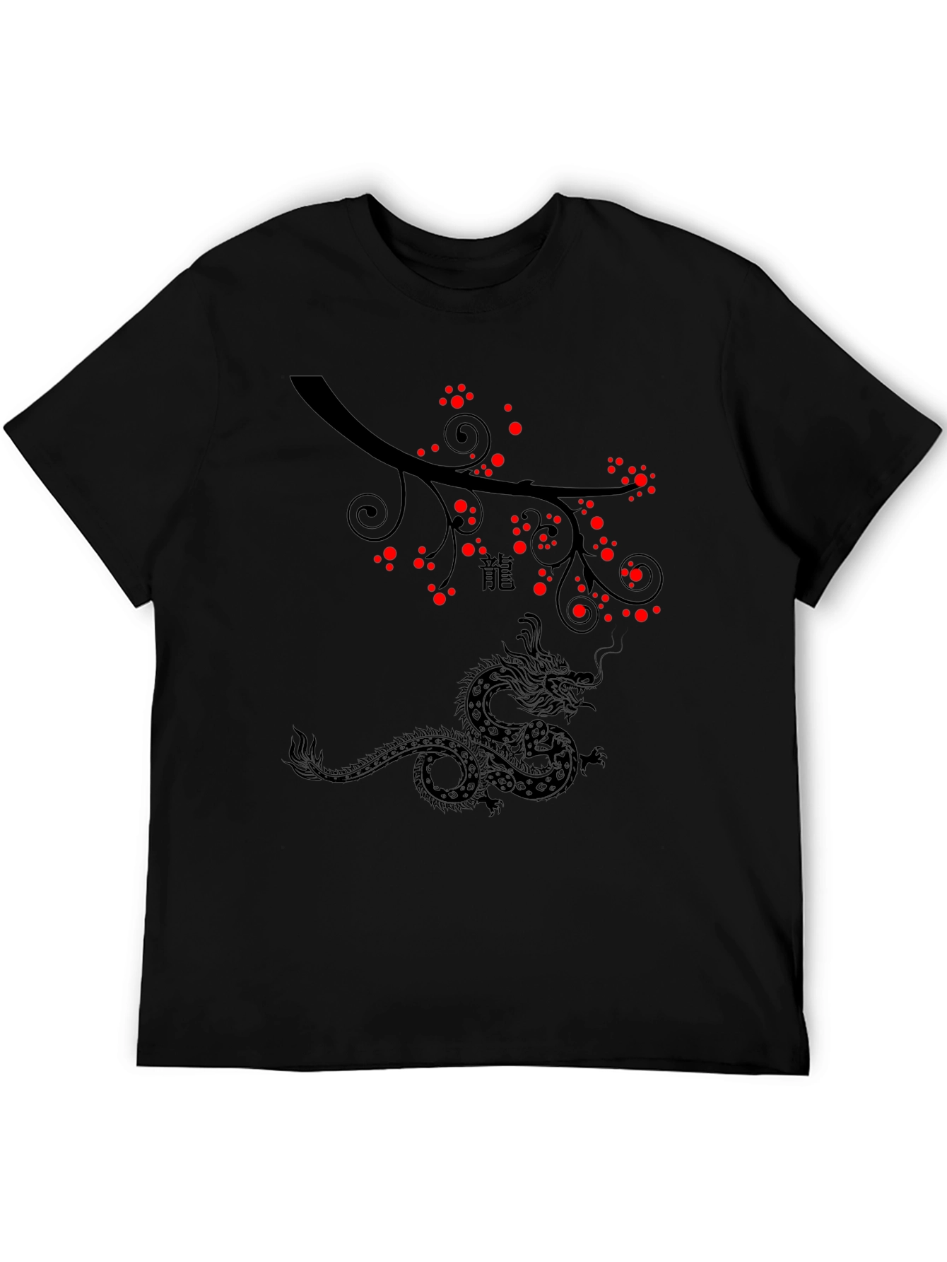Dragon & Blossom Black Graphic Tee