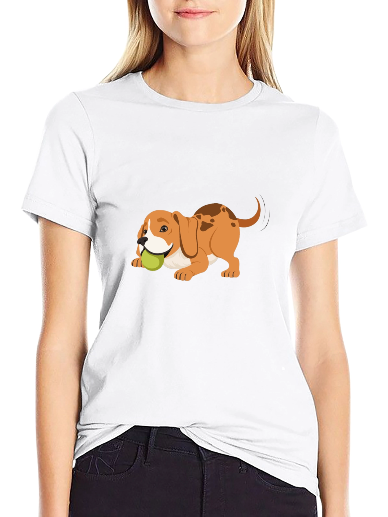 Dog with Ball Graphic Tee - Casual Style