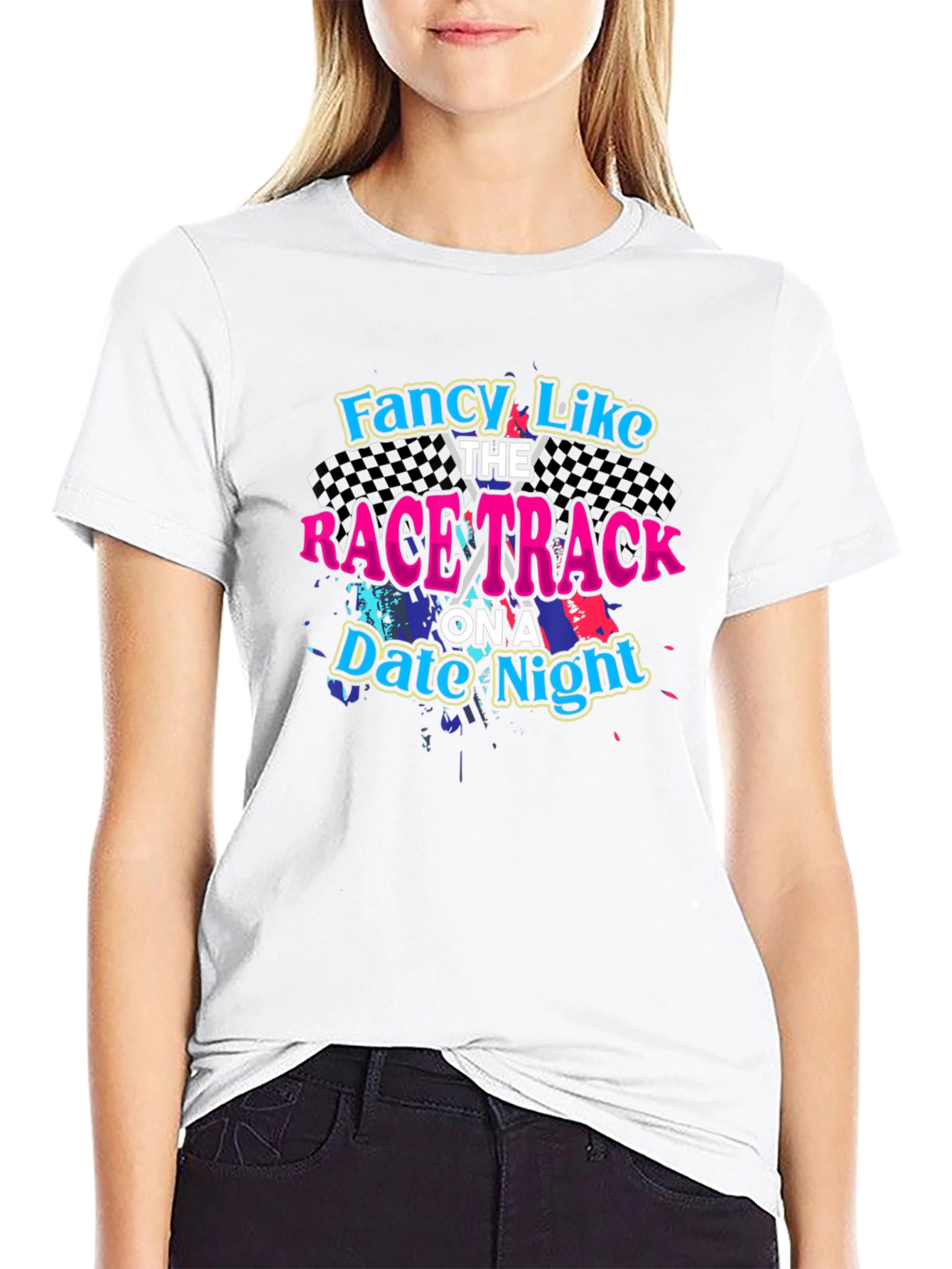 Fancy Like Race Track Date Night Black Graphic Tee