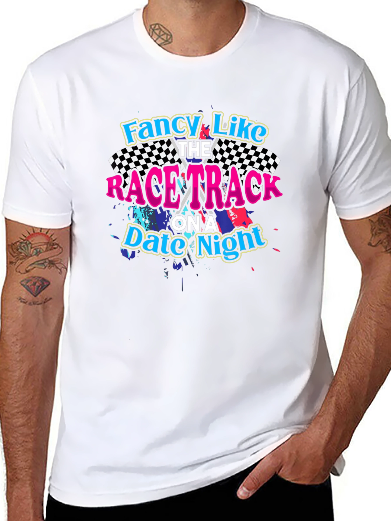 Fancy Like Race Track Date Night Black Graphic Tee