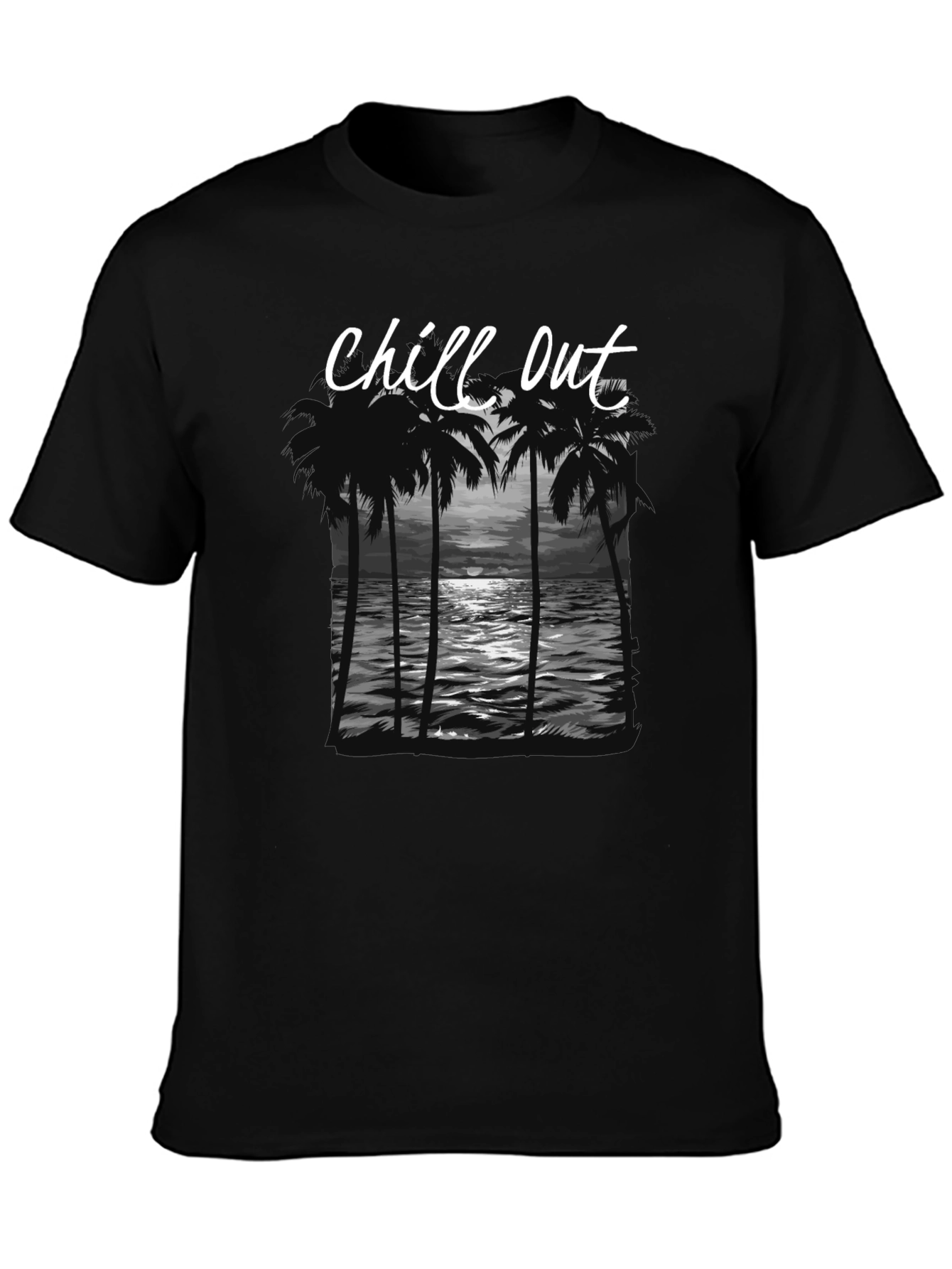 Chill Out Graphic Tee - Palm Tree Sunset