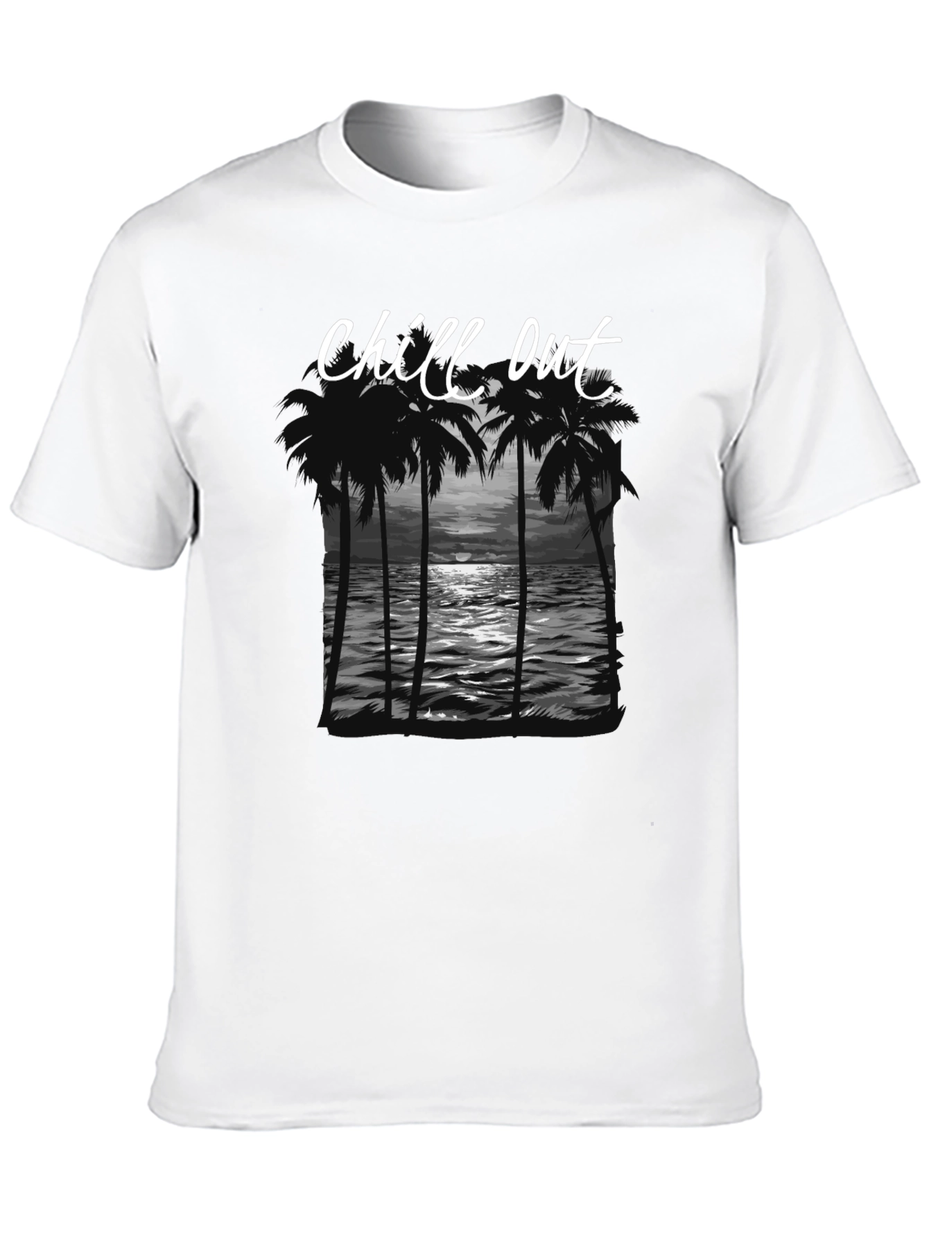 Chill Out Graphic Tee - Palm Tree Sunset