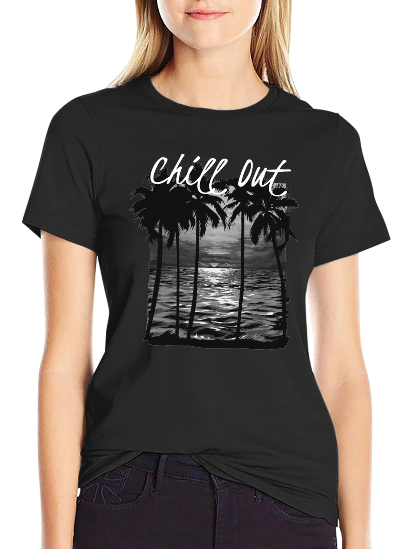 Chill Out Graphic Tee - Palm Tree Sunset
