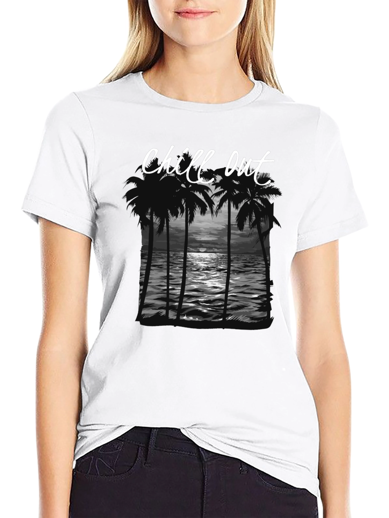 Chill Out Graphic Tee - Palm Tree Sunset