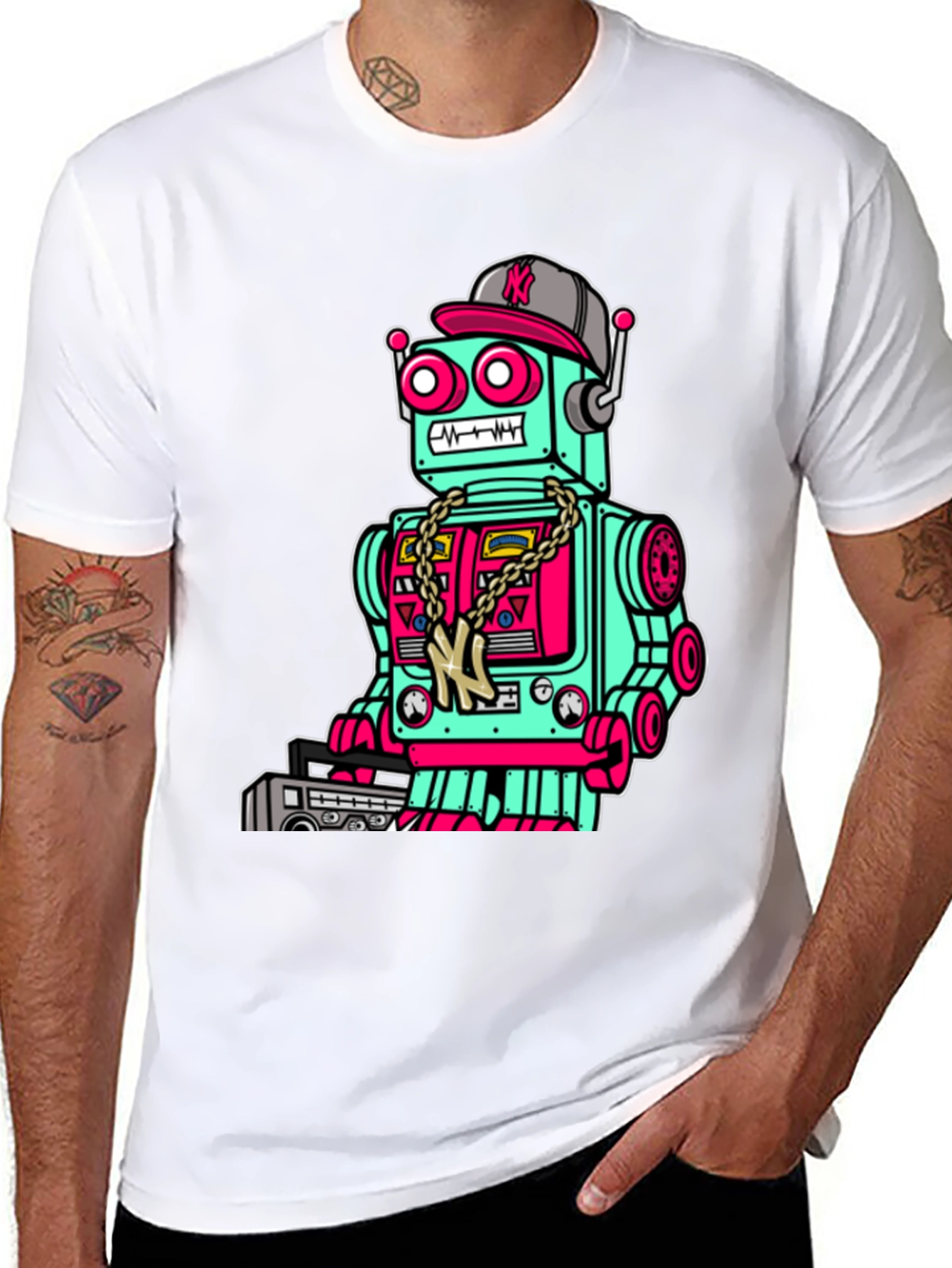 Robot Graphic Tee - Black